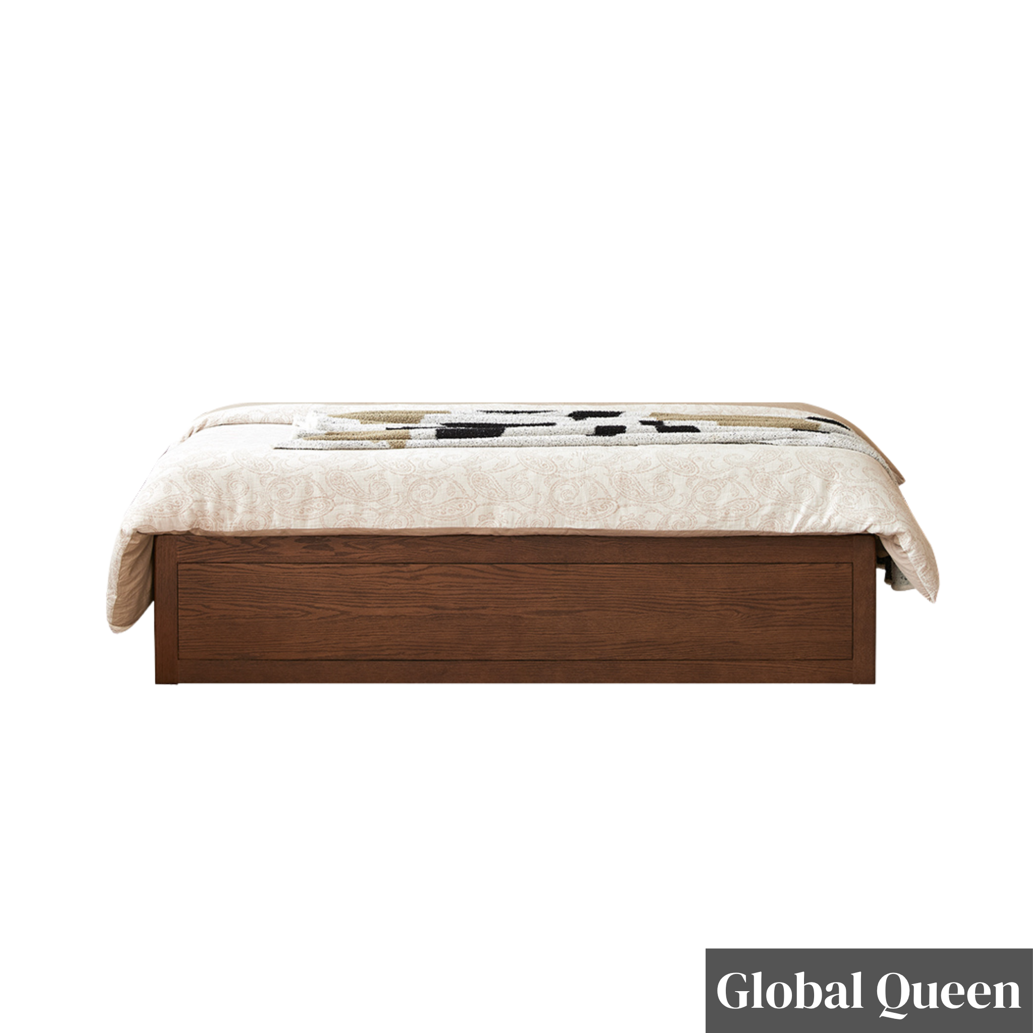 Solidwood Hemura Bed Frame, Walnut Oak