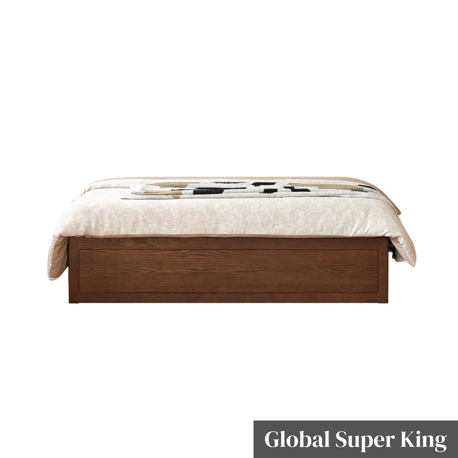 Solidwood Hemura Bed Frame, Walnut Oak