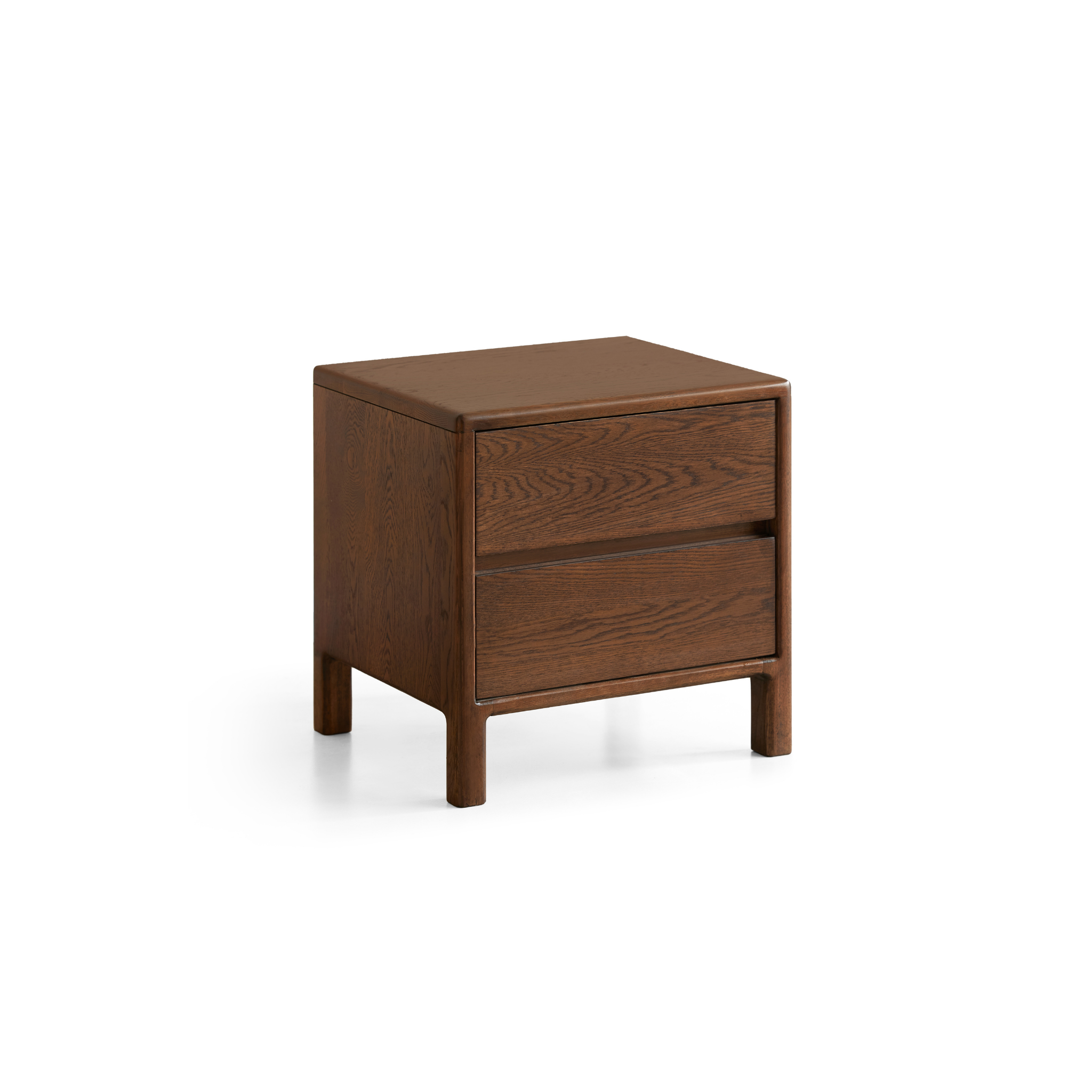 Solidwood Hemura 2-Drawer Bedside Table, Oak