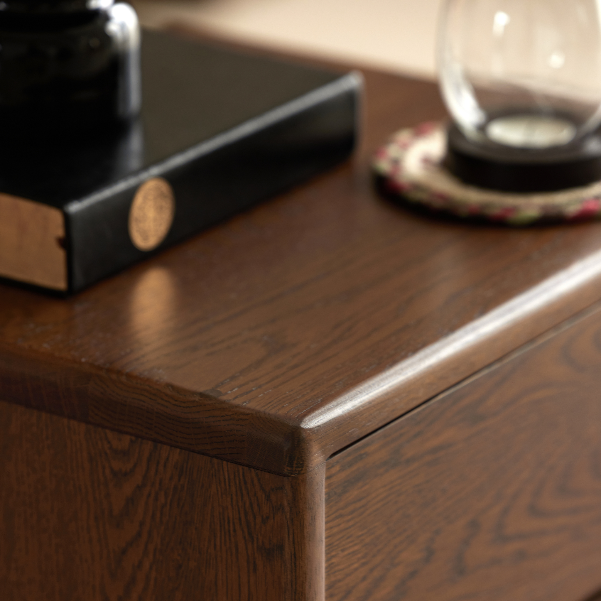 Solidwood Hemura 2-Drawer Bedside Table, Oak