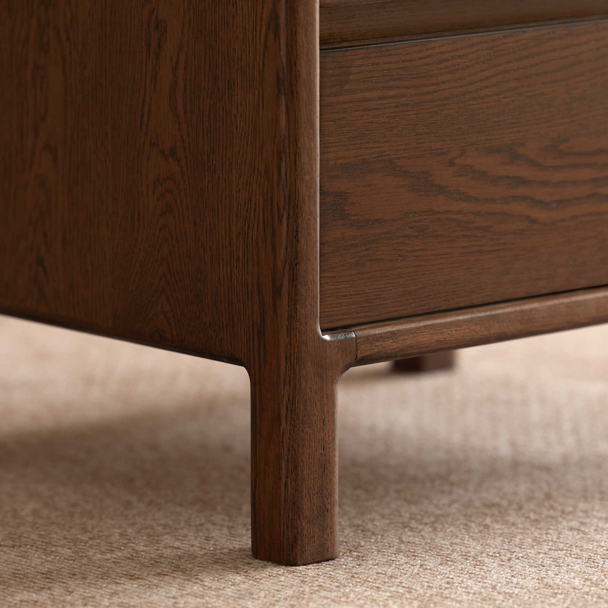 Solidwood Hemura 2-Drawer Bedside Table, Oak