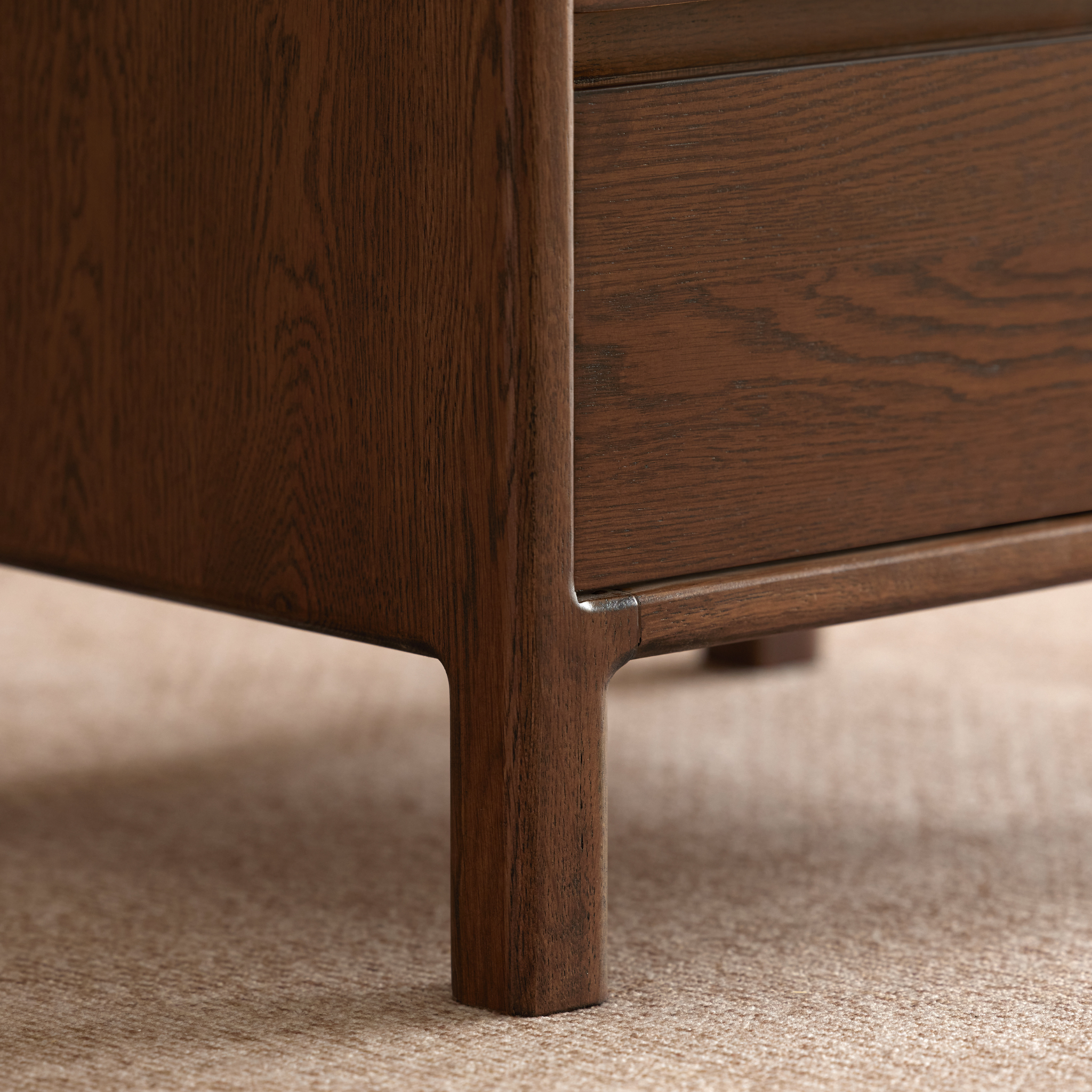 Solidwood Hemura 2-Drawer Bedside Table, Oak