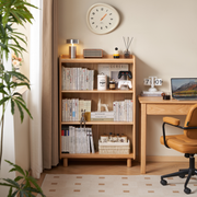 Solidwood Amber 3-Tier Bookcase with Adjustable Shelves, Oak