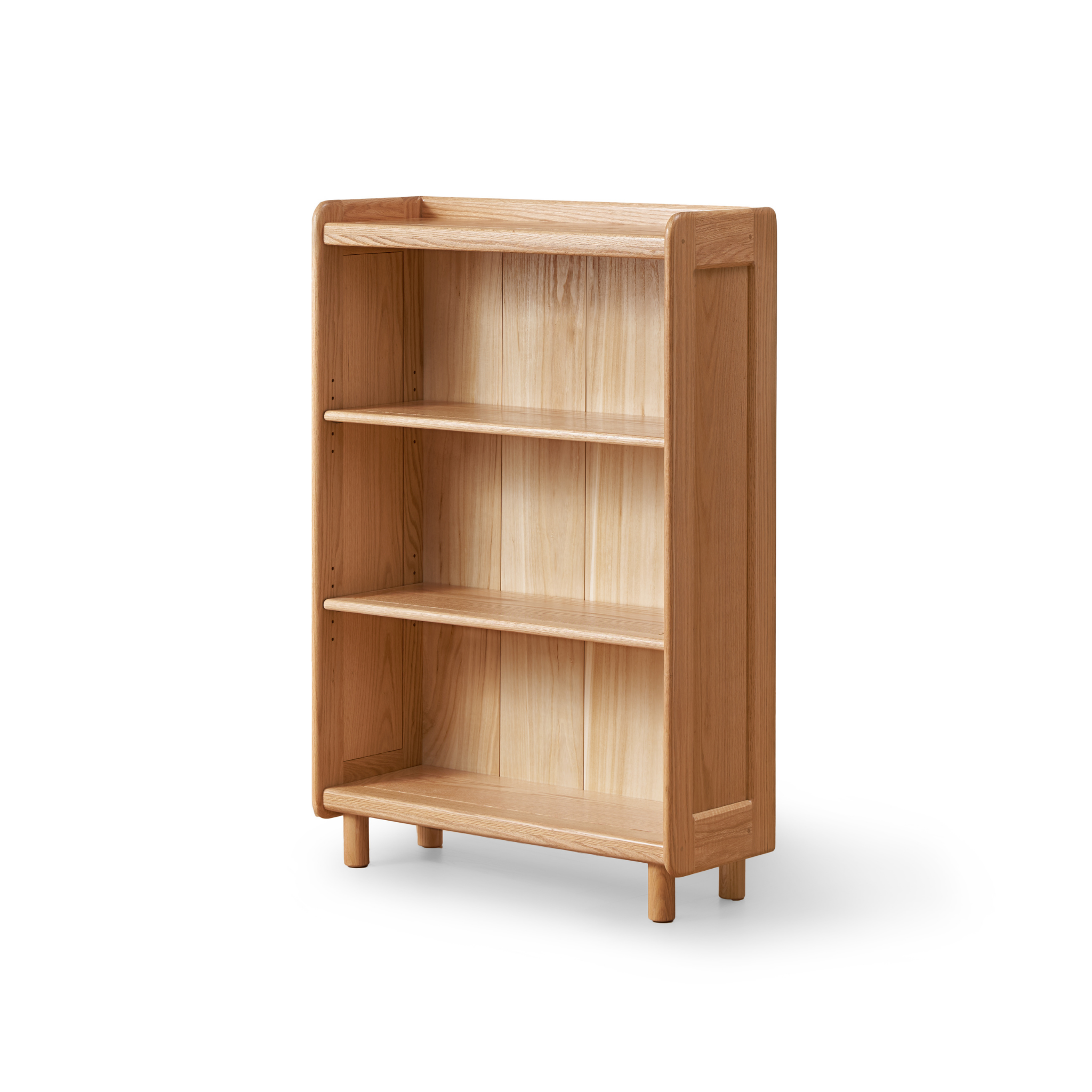 Solidwood Amber 3-Tier Bookcase with Adjustable Shelves, Oak