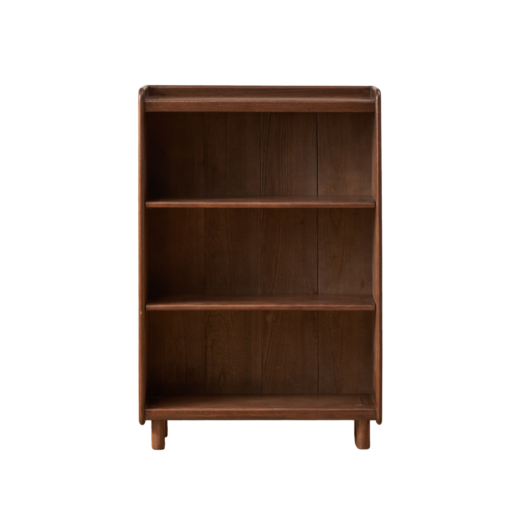 Solidwood Amber Adjustable 3-Tier Bookcase with Adjustable Shelves, Walnut Oak