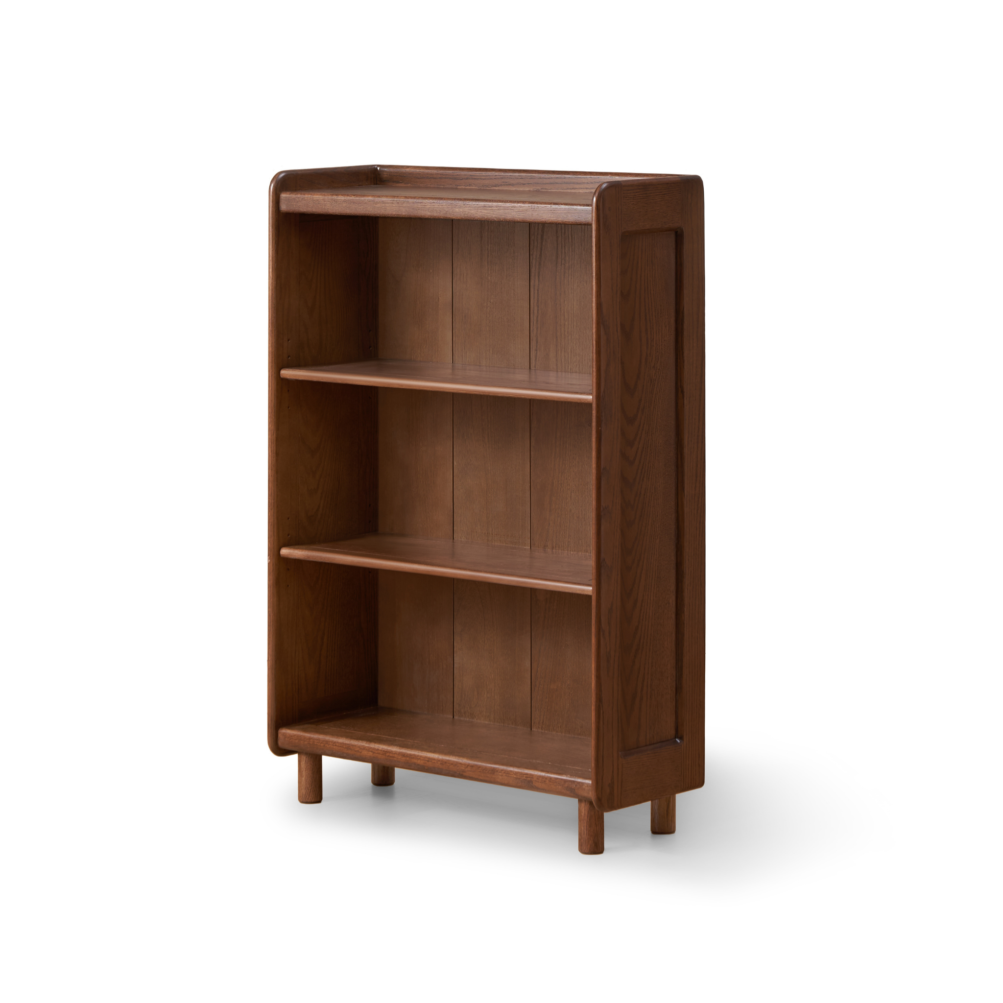 Solidwood Amber Adjustable 3-Tier Bookcase with Adjustable Shelves, Walnut Oak