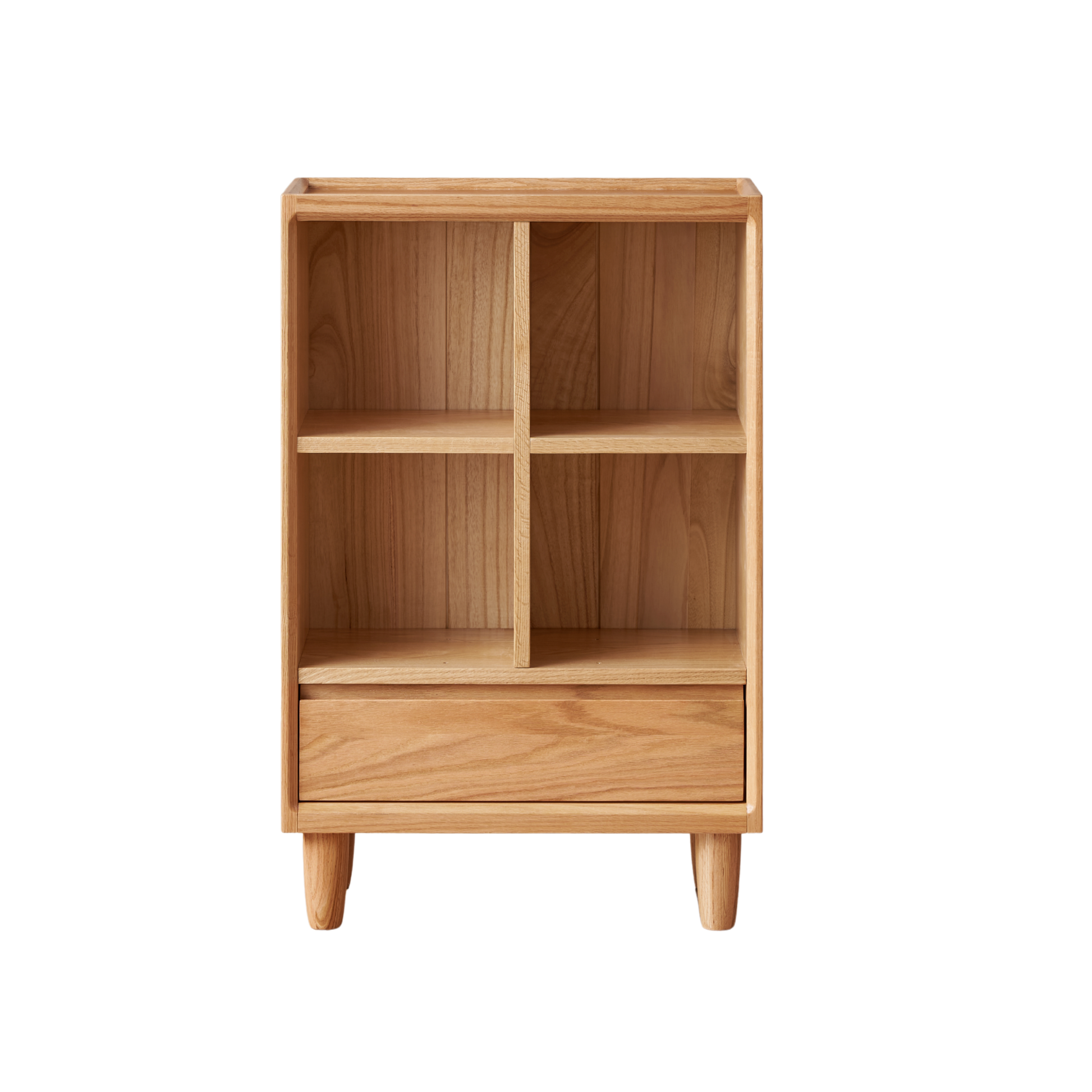 Solidwood Amber 4-Cube Bookcase with Adjustable Shelves, Oak