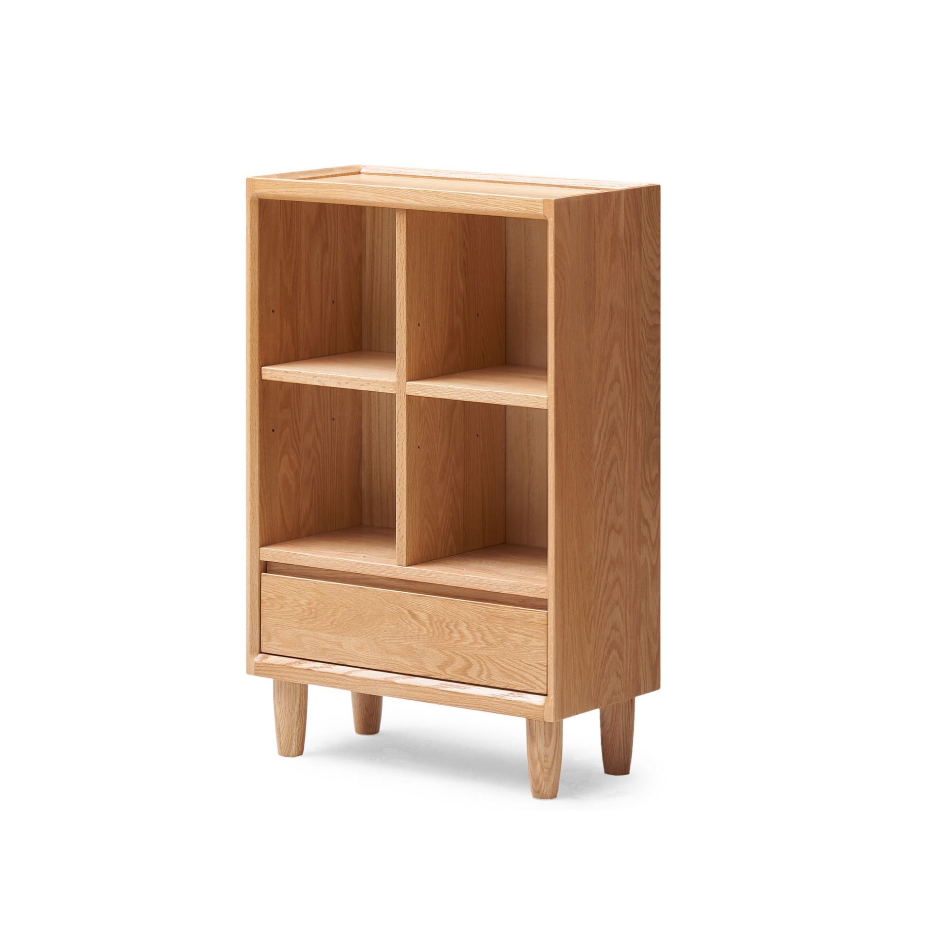 Solidwood Amber 4-Cube Bookcase with Adjustable Shelves, Oak