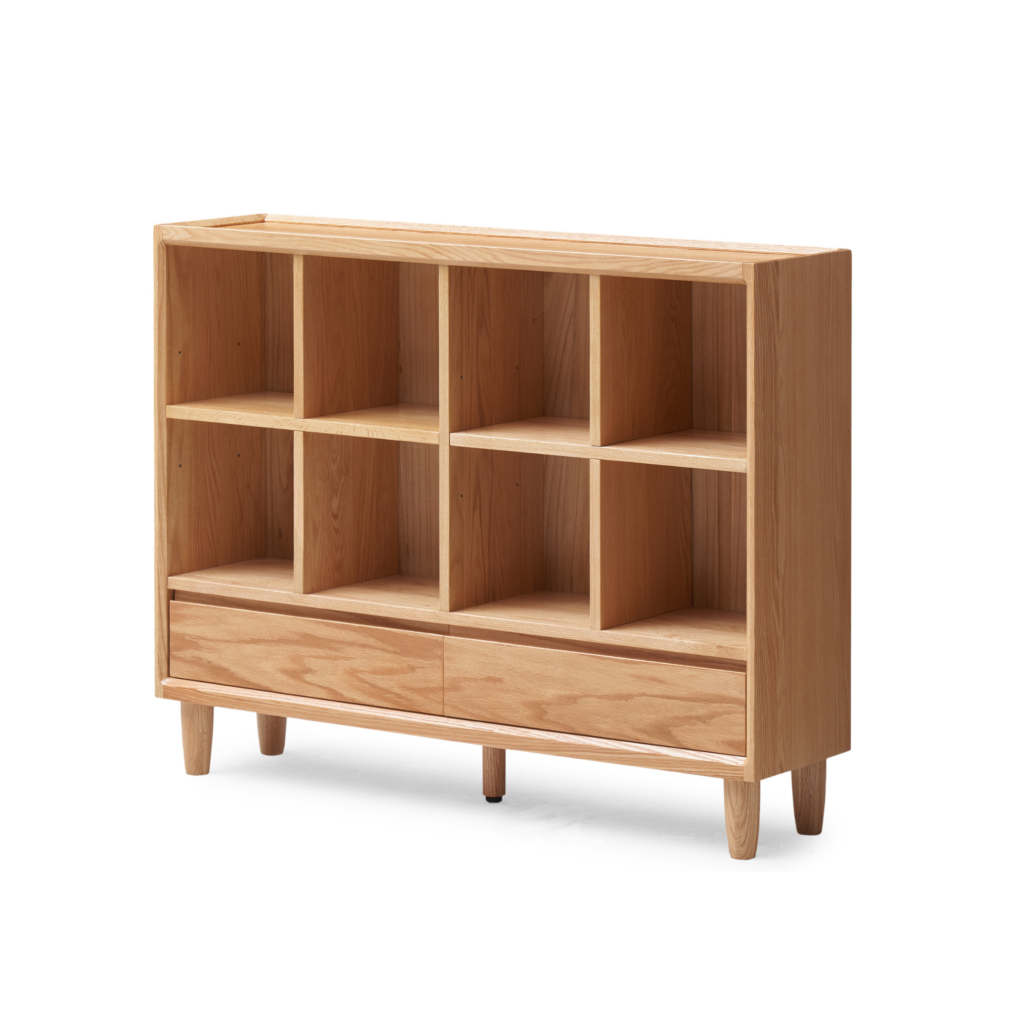 Solidwood Amber 8-Cube Bookcase with Adjustable Shelves, Oak