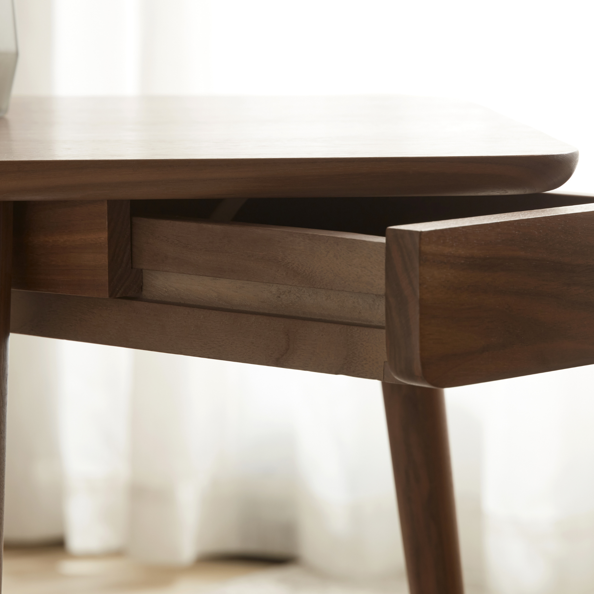 Solidwood Luxembourg Side Table with Drawer, Walnut