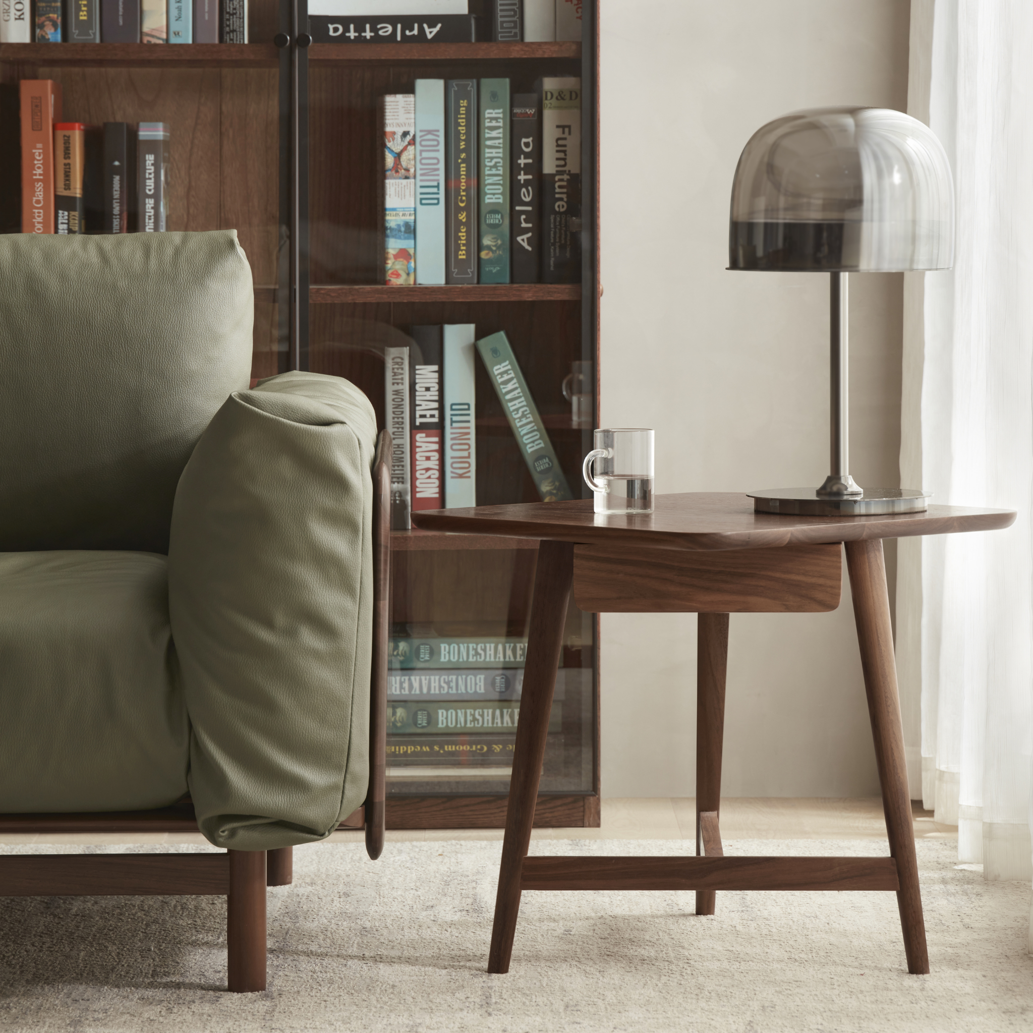 Solidwood Luxembourg Side Table with Drawer, Walnut
