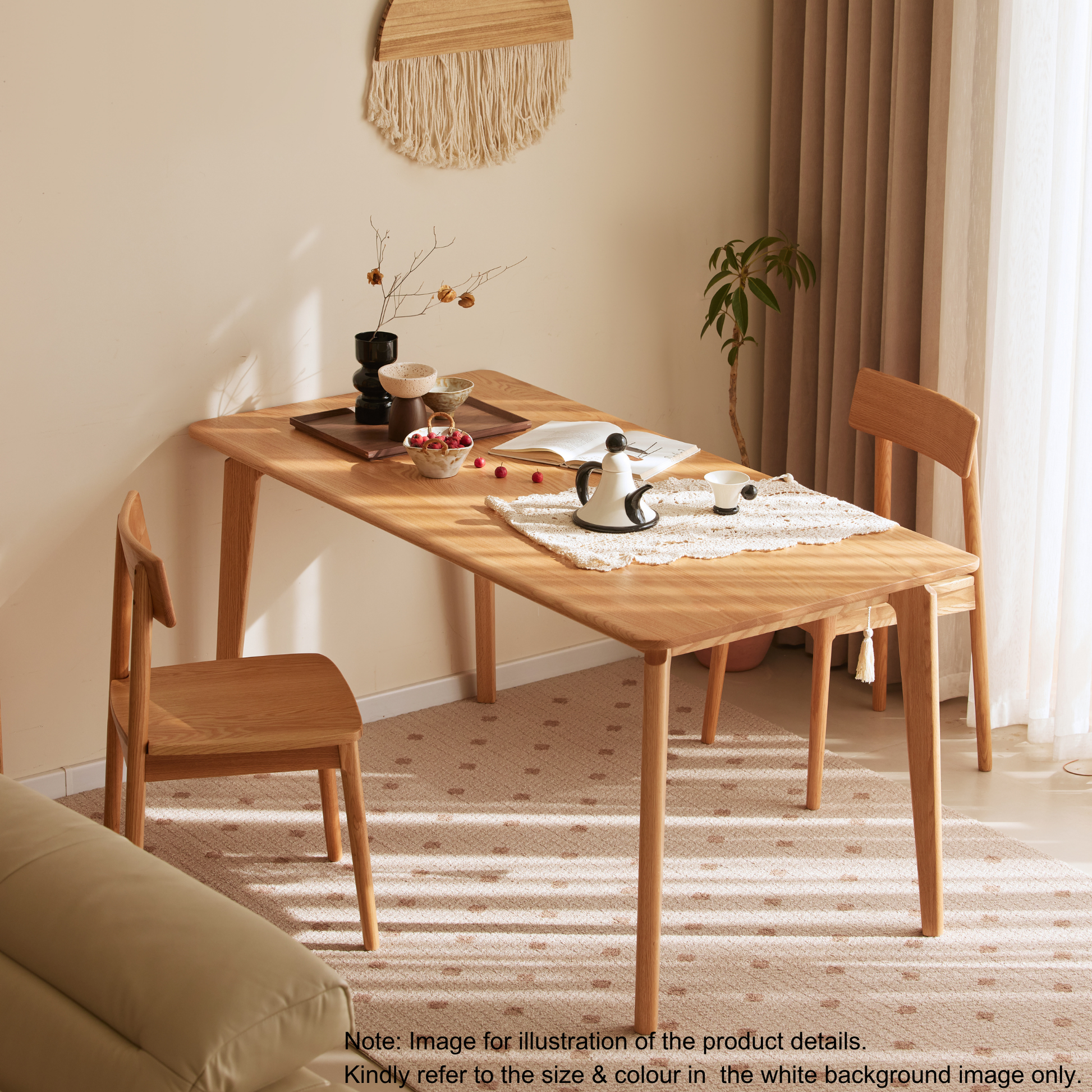 Solidwood Amber Dining Table, Walnut Oak