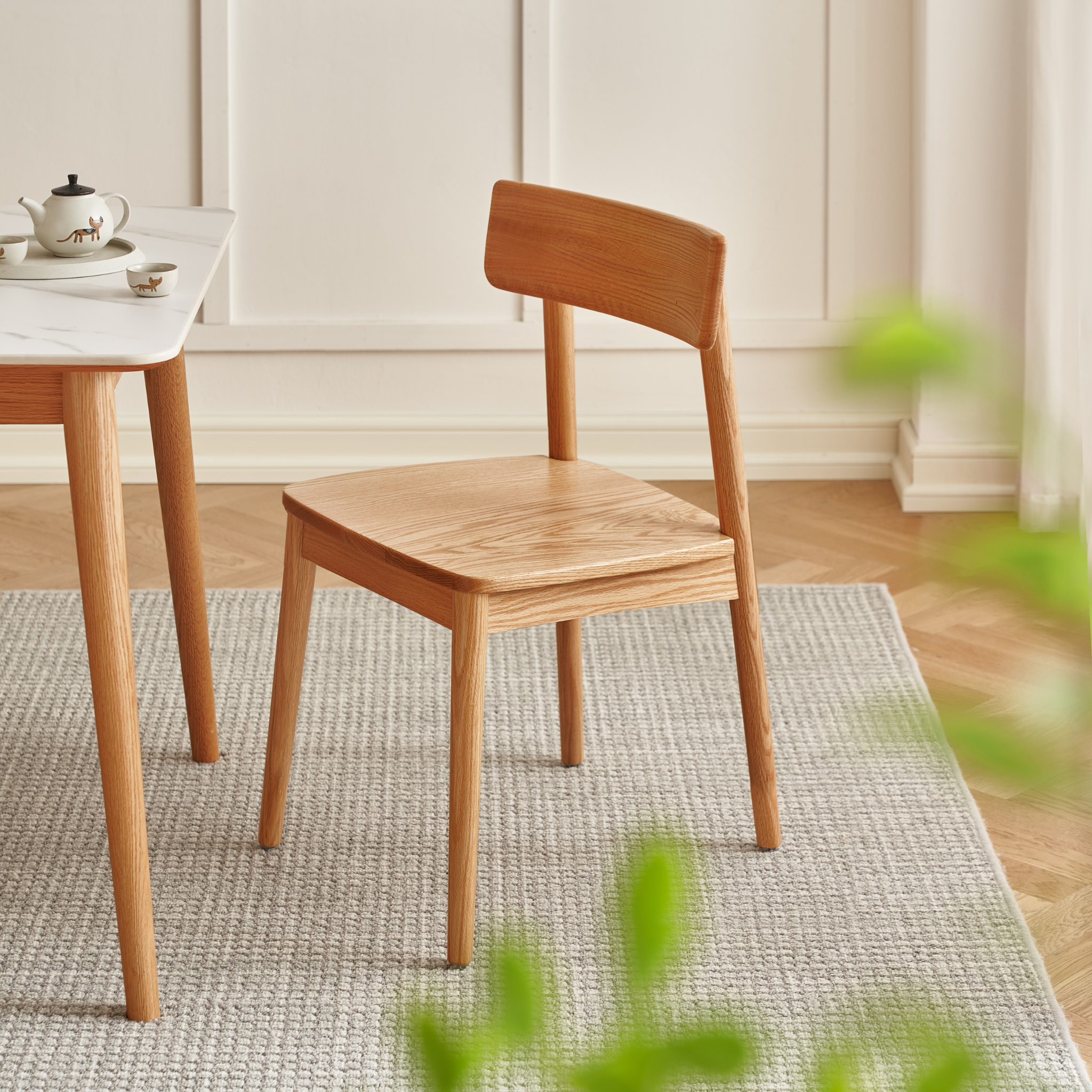 Solidwood Amber Dining Chair, Set of 2, Oak