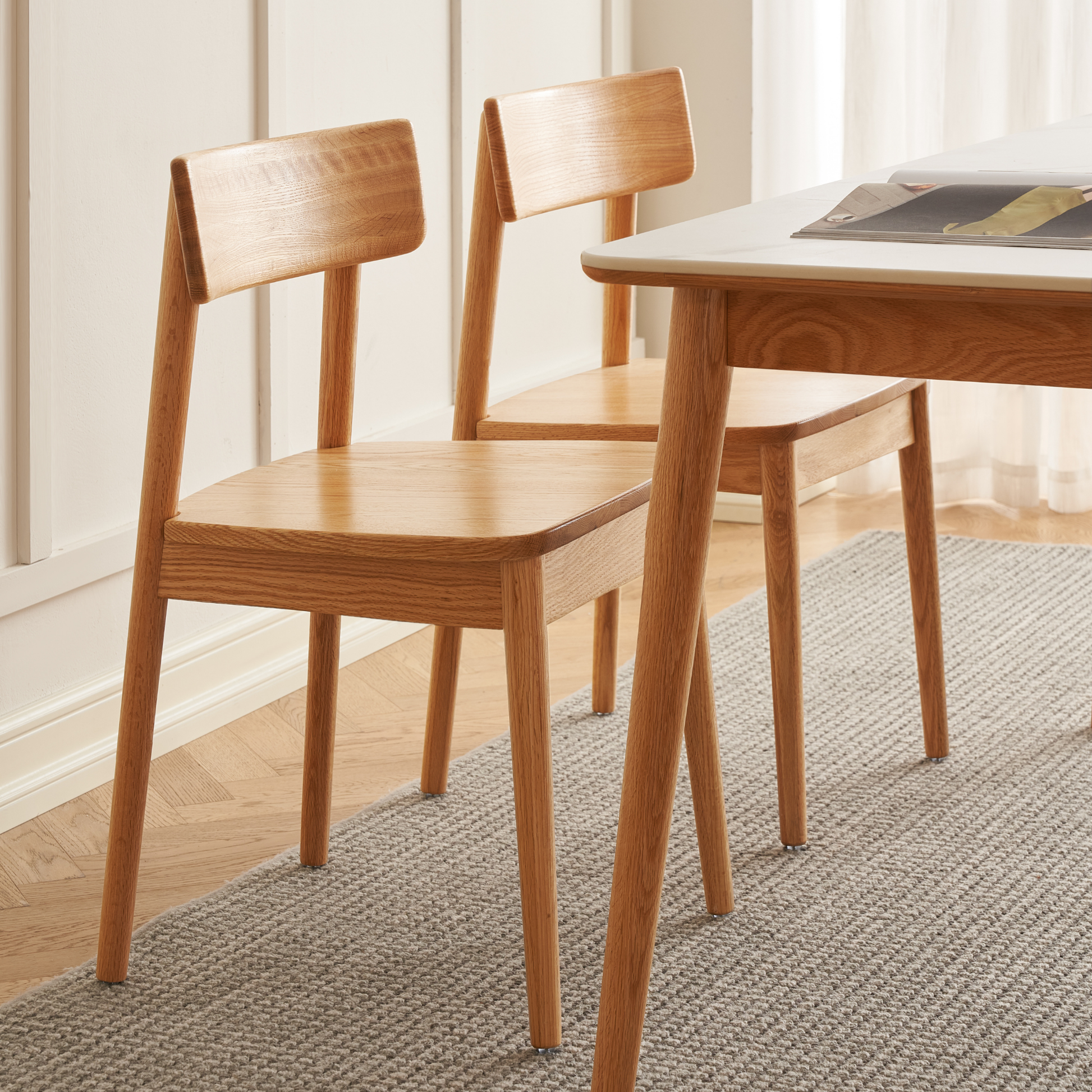 Solidwood Amber Dining Chair, Set of 2, Oak