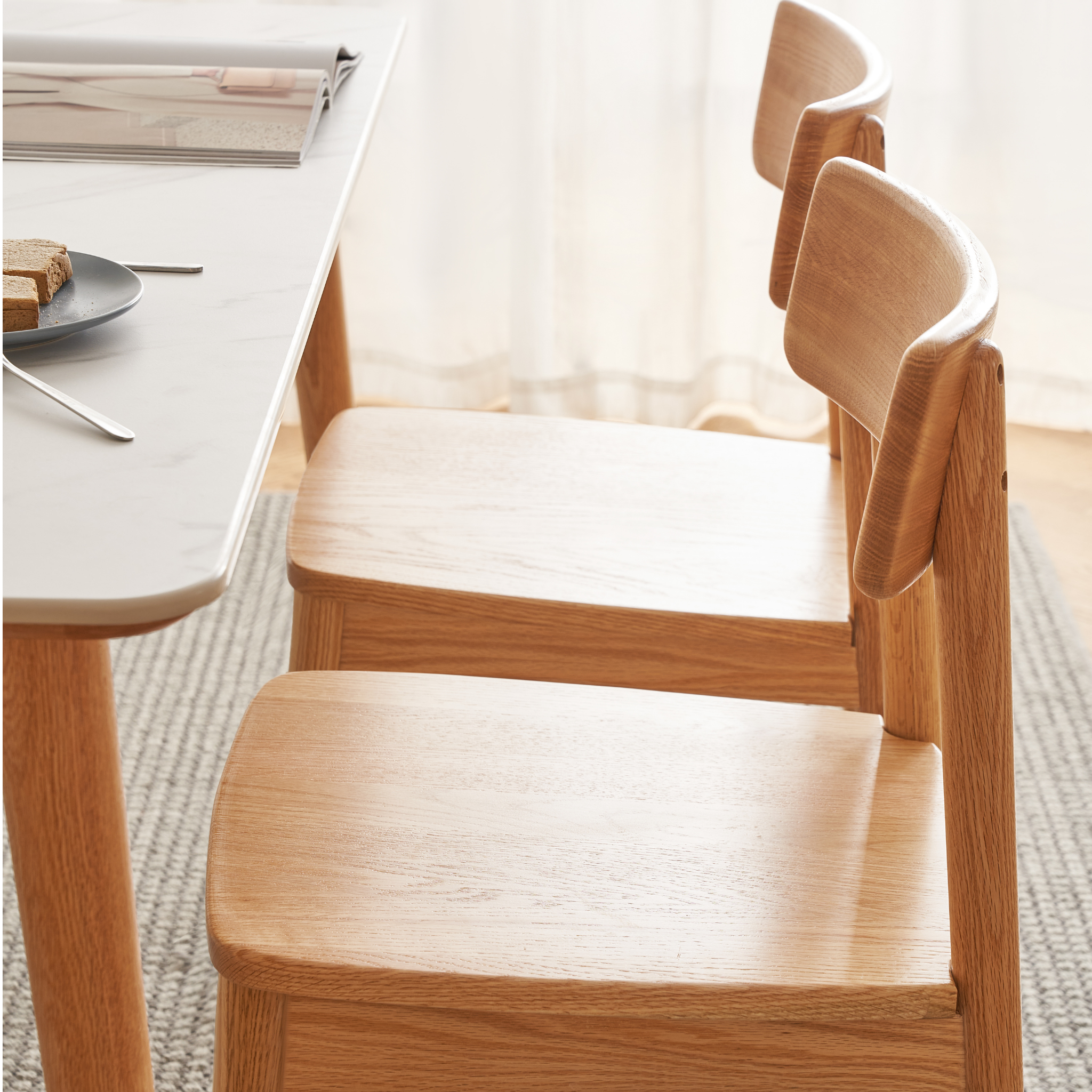 Solidwood Amber Dining Chair, Set of 2, Oak