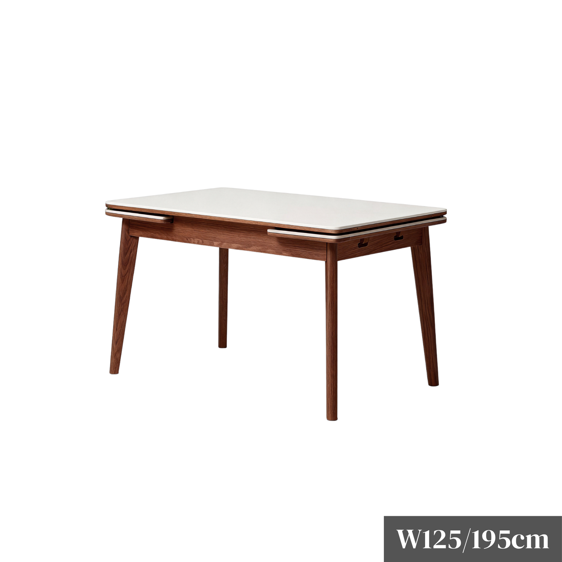 Solidwood Amber Extendable Dining Table with Sintered Stone Top, Oak, White & Dark Wood