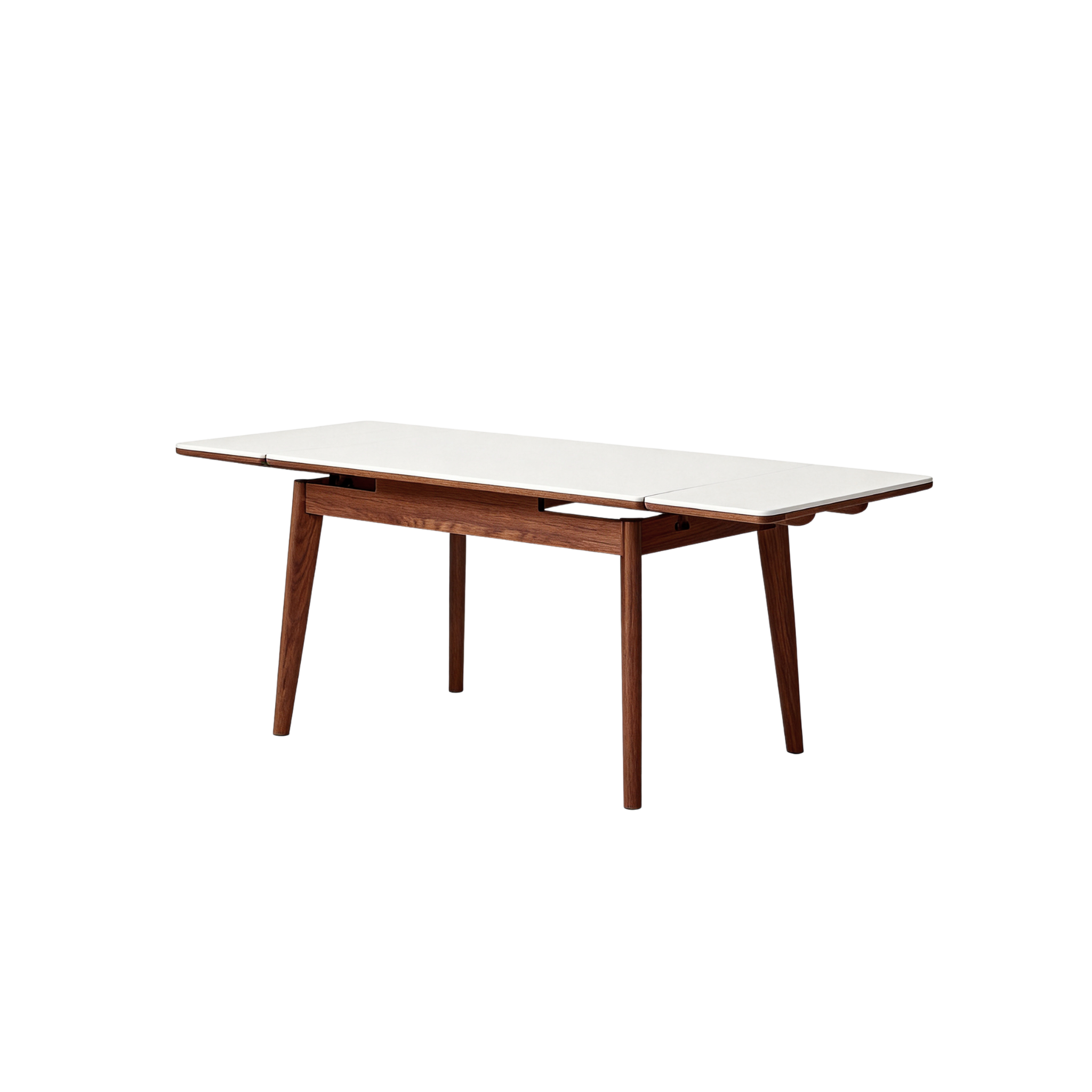 Solidwood Amber Extendable Dining Table with Sintered Stone Top, Oak, White & Dark Wood