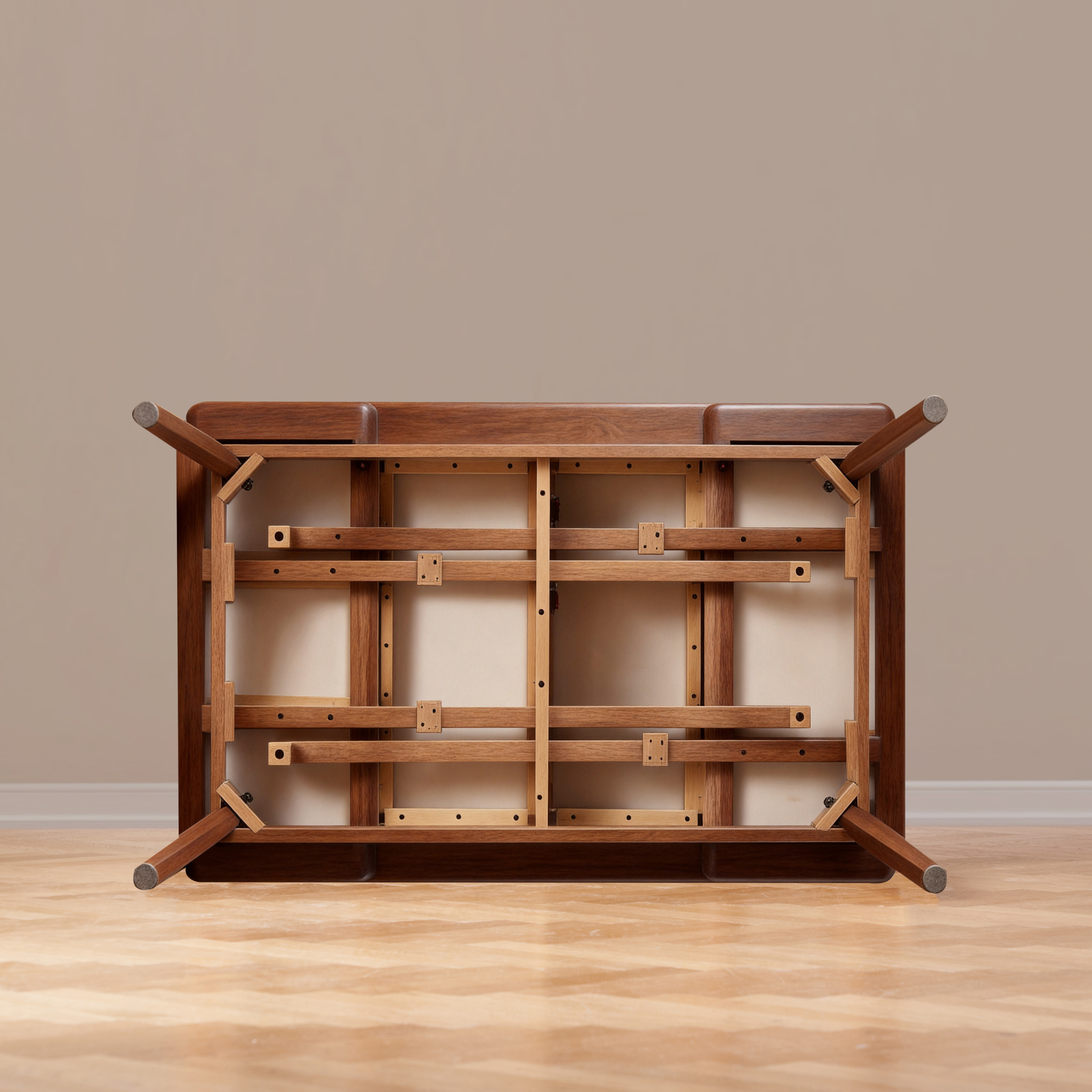 Solidwood Amber Extendable Dining Table with Sintered Stone Top, Oak, White & Dark Wood