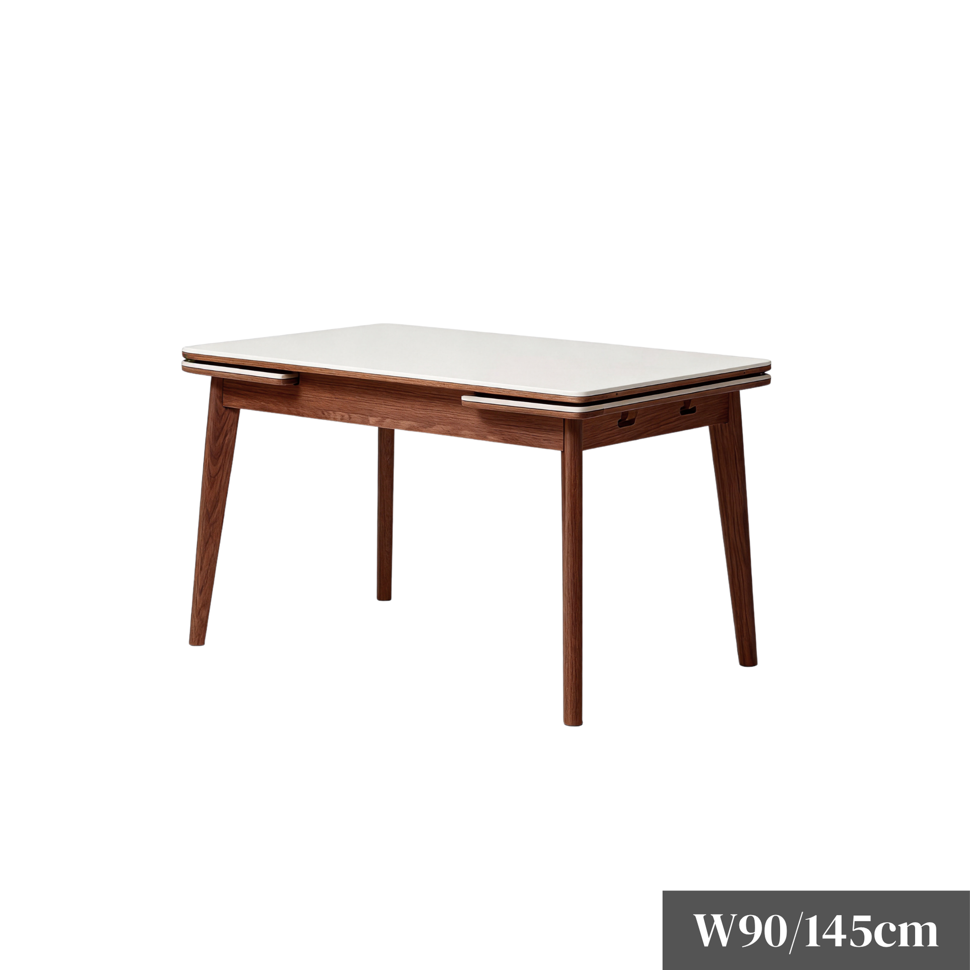 Solidwood Amber Extendable Dining Table with Sintered Stone Top, Oak, White & Dark Wood