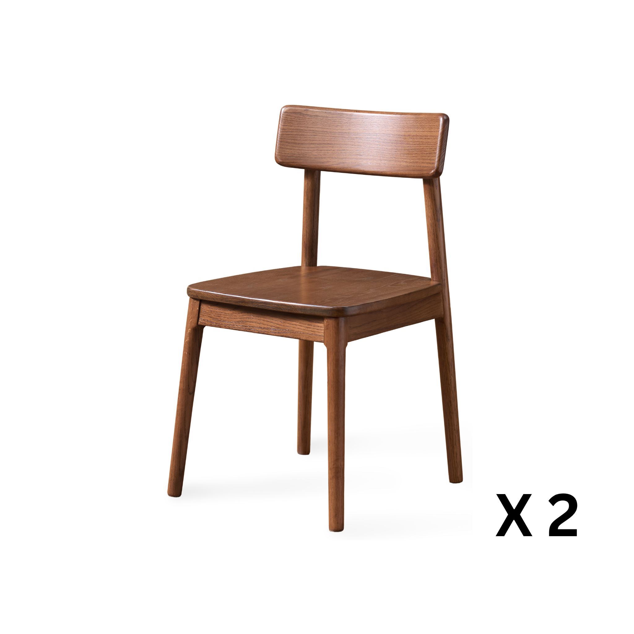 Solidwood Amber Dining Chair, Set of 2, Walnut Oak