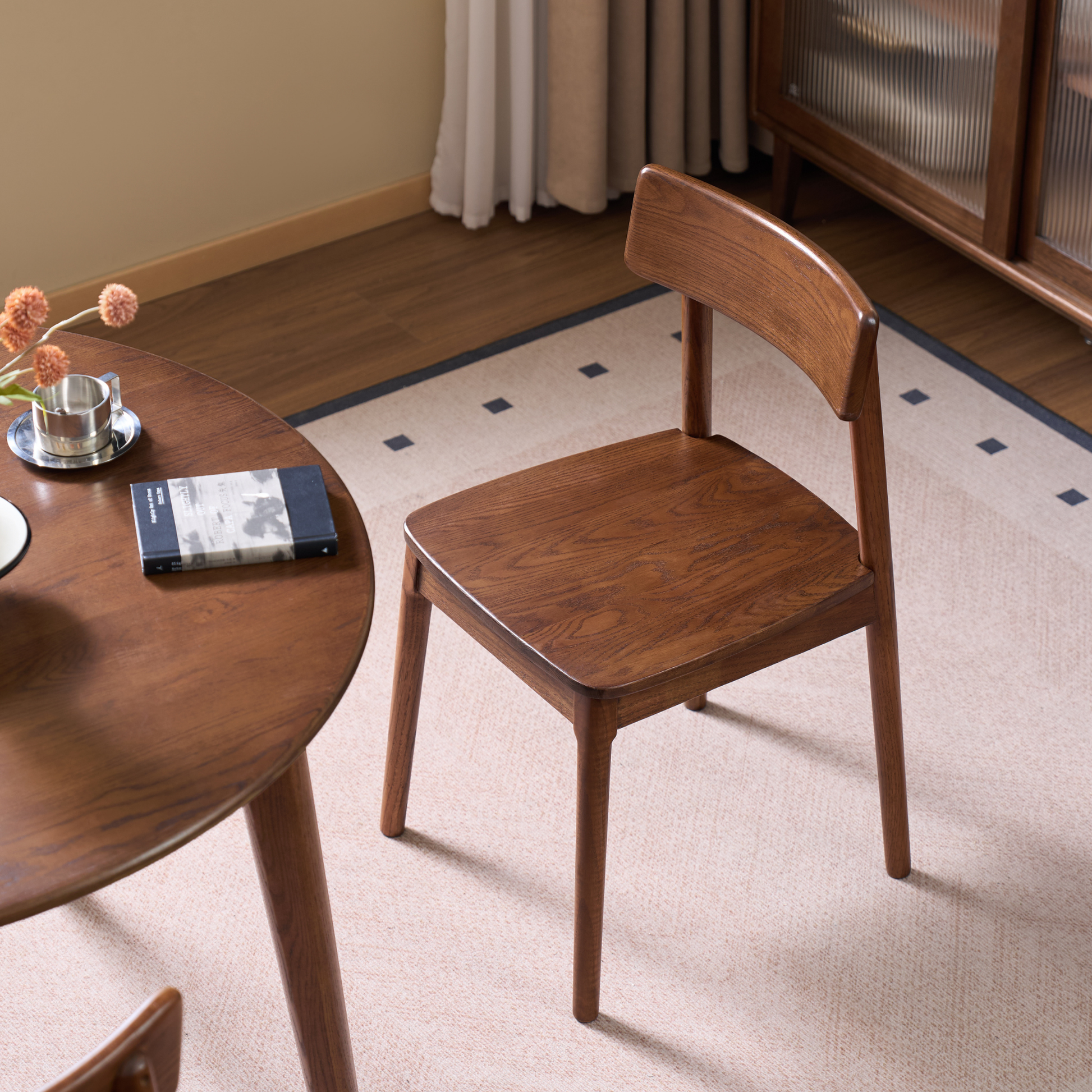 Solidwood Amber Dining Chair, Set of 2, Walnut Oak