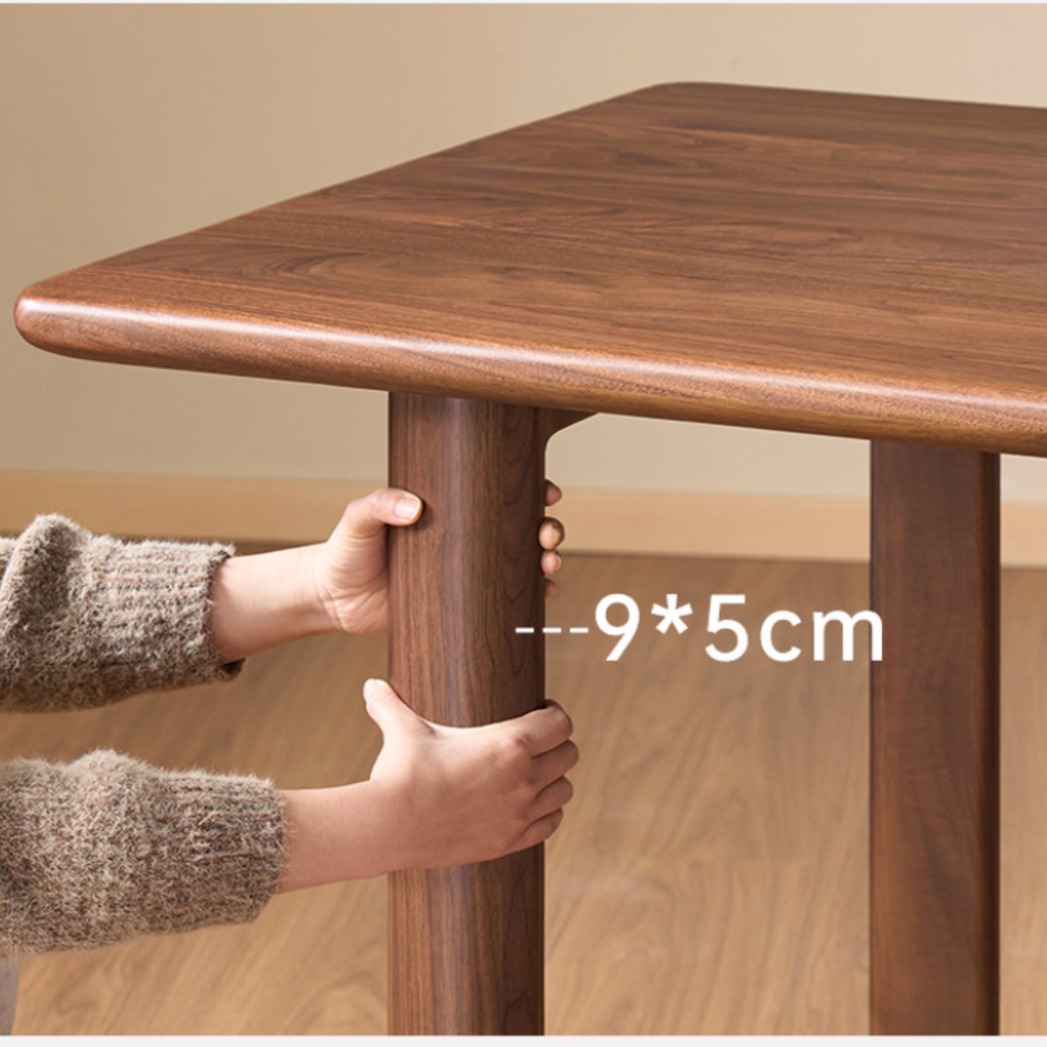 Solidwood Kaman Dining Table, American Black Walnut, Dark Wood