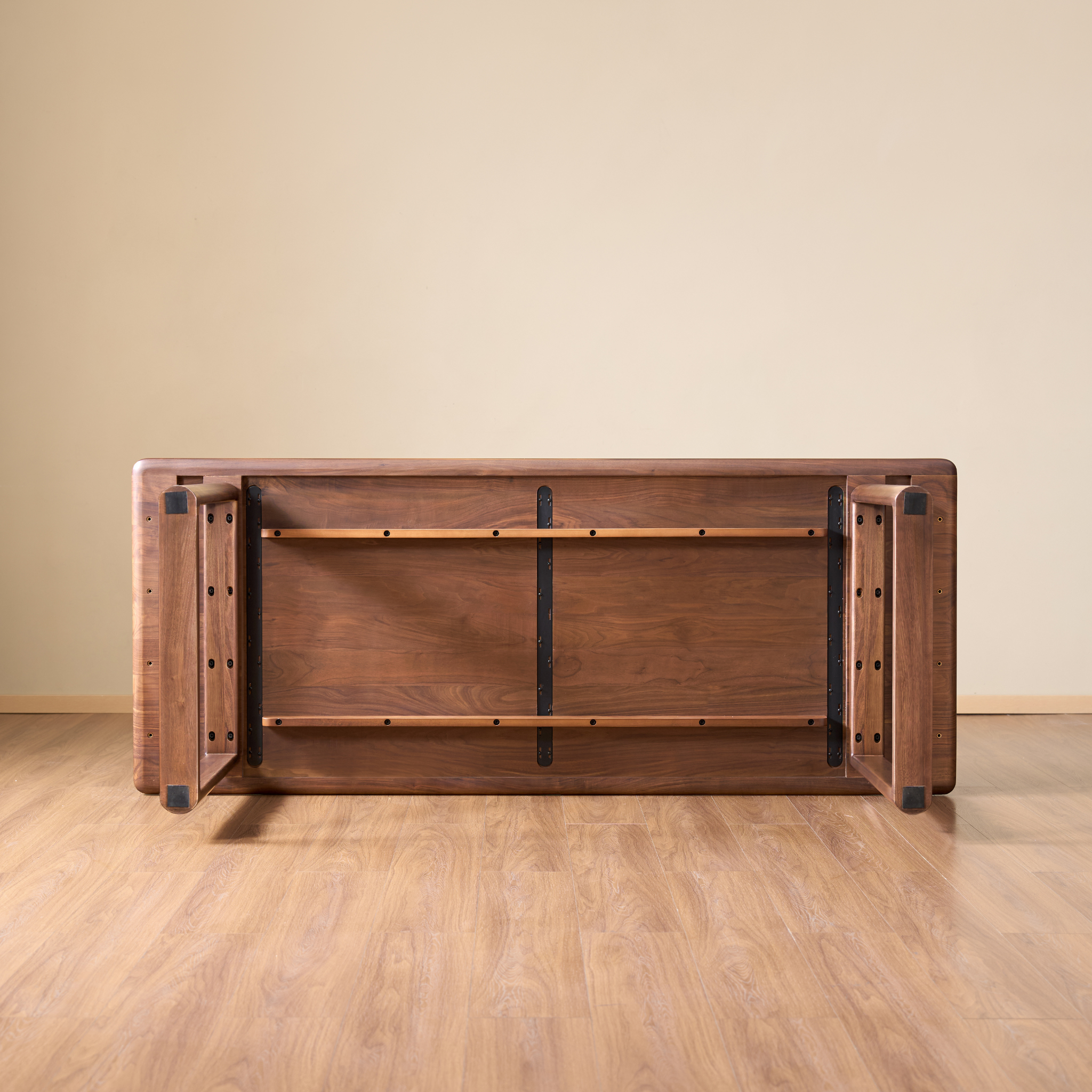Solidwood Kaman Dining Table, American Black Walnut, Dark Wood