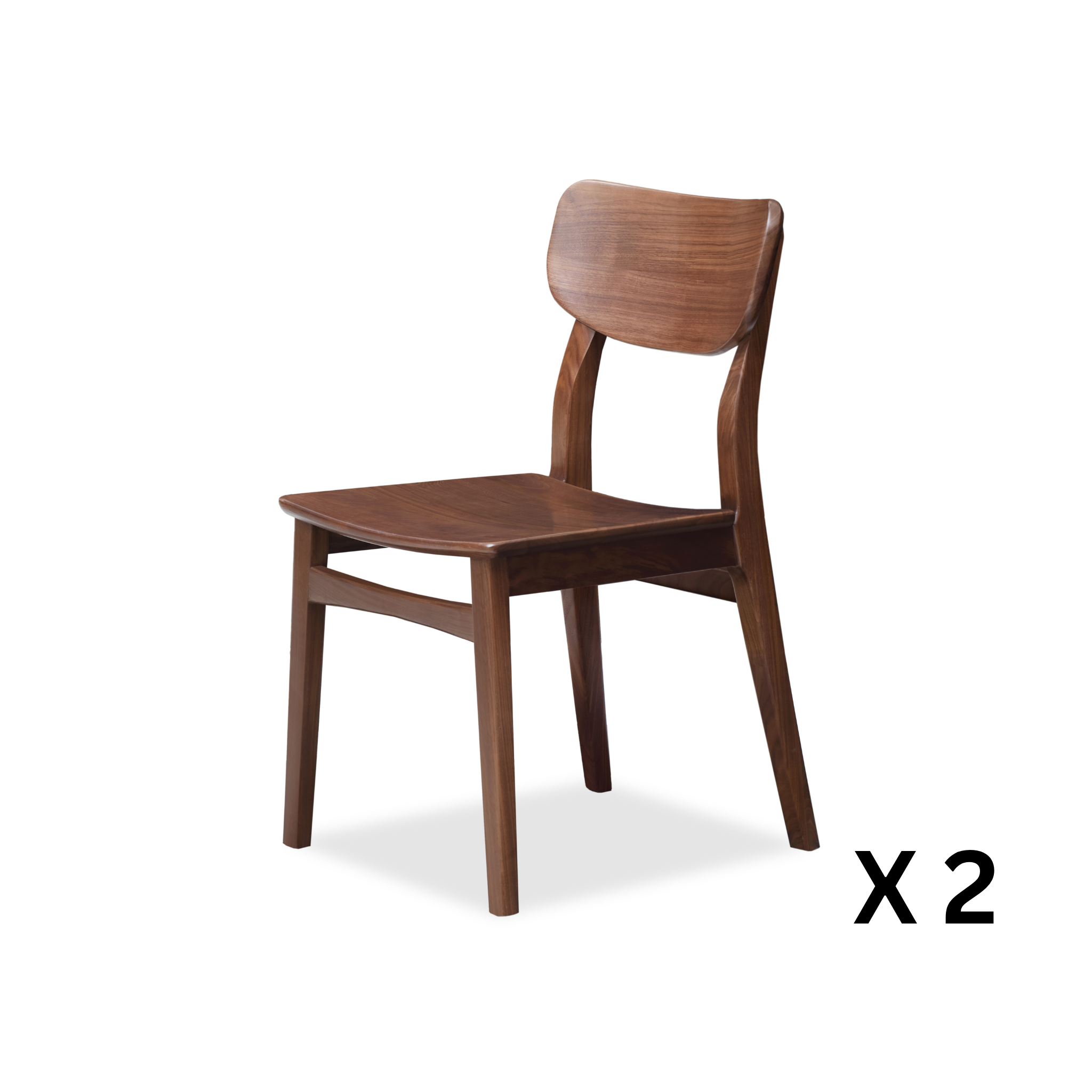 Solidwood Kaman Dining Chair, Set of 2, Walnut