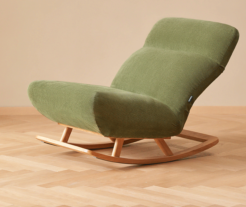 Solidwood Bluro Corduroy Rocking Chair