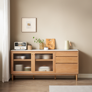 Solidwood Hemura Sideboard with Sintered Stone Top, Oak