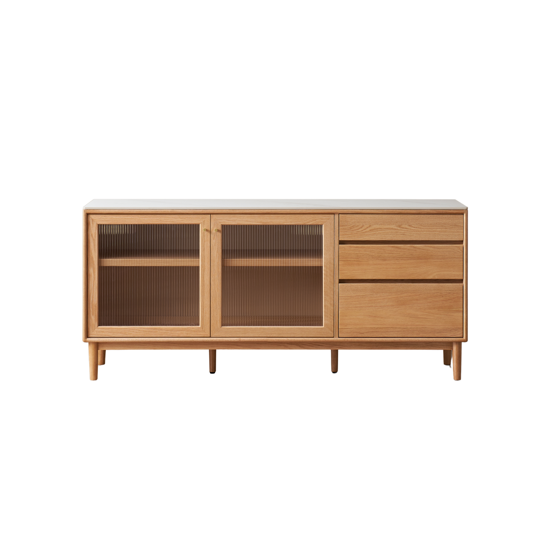 Solidwood Hemura Sideboard with Sintered Stone Top, Oak