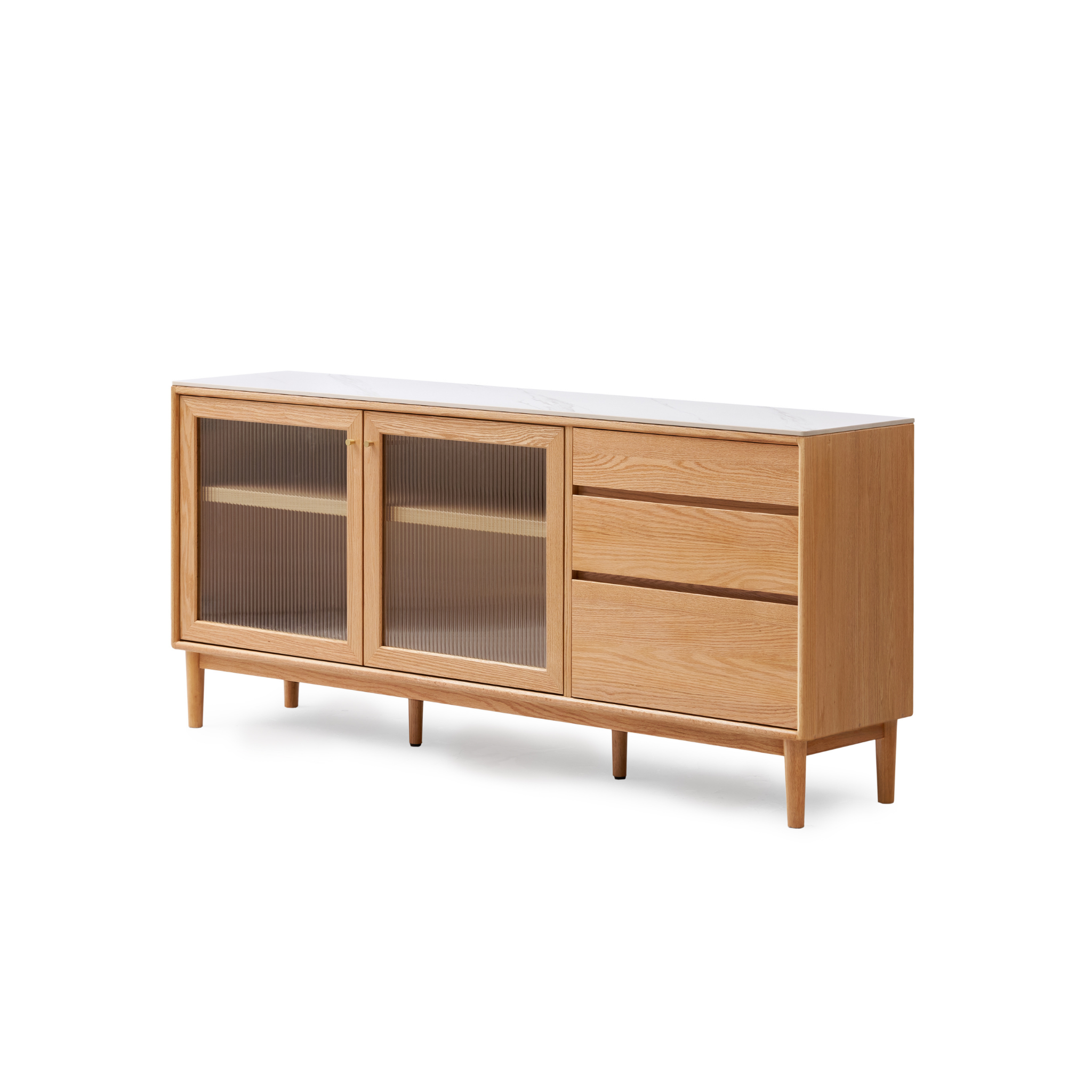Solidwood Hemura Sideboard with Sintered Stone Top, Oak