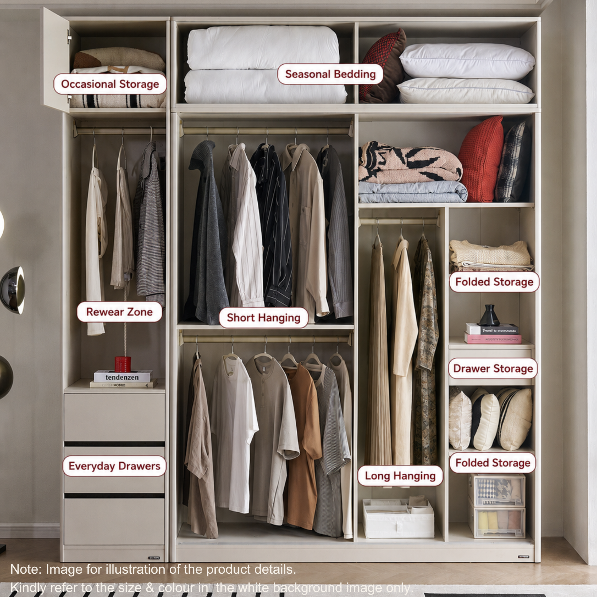 Linspire Linea 2-Door Sliding Wardrobe with Top Cabinet, W159cm