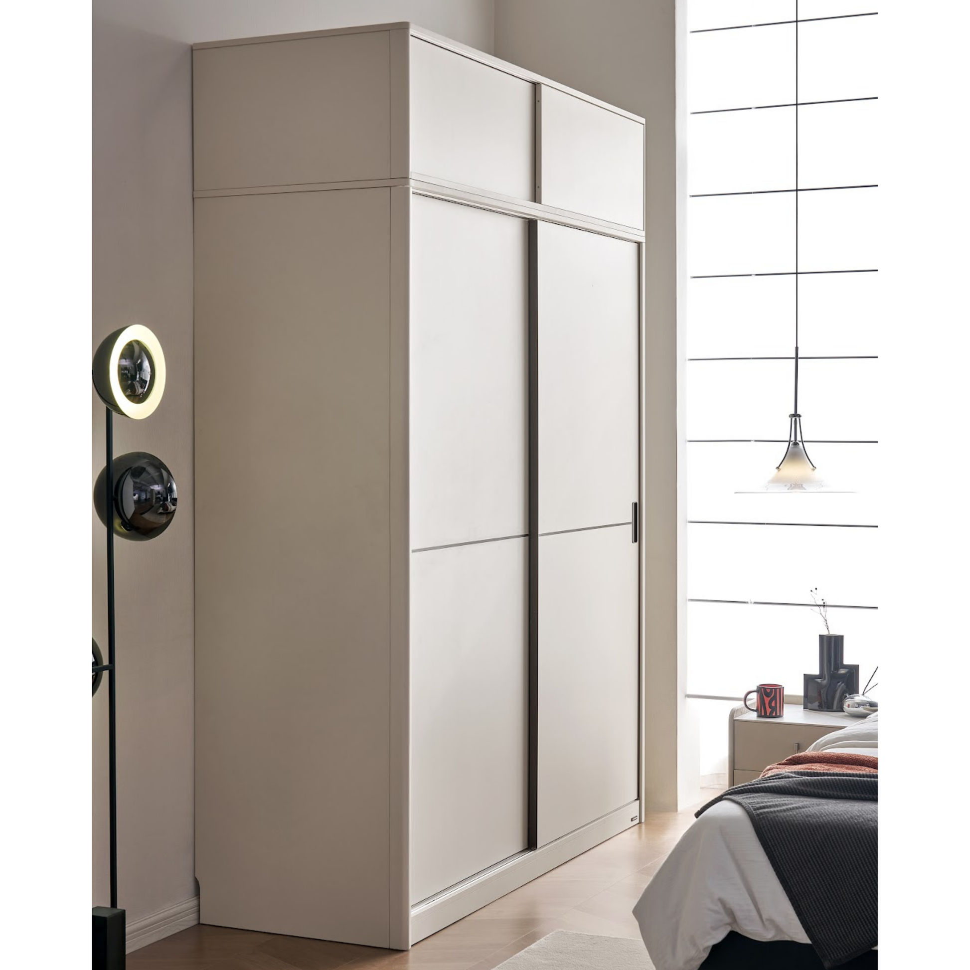 Linspire Linea 2-Door Sliding Wardrobe with Top Cabinet, W159cm