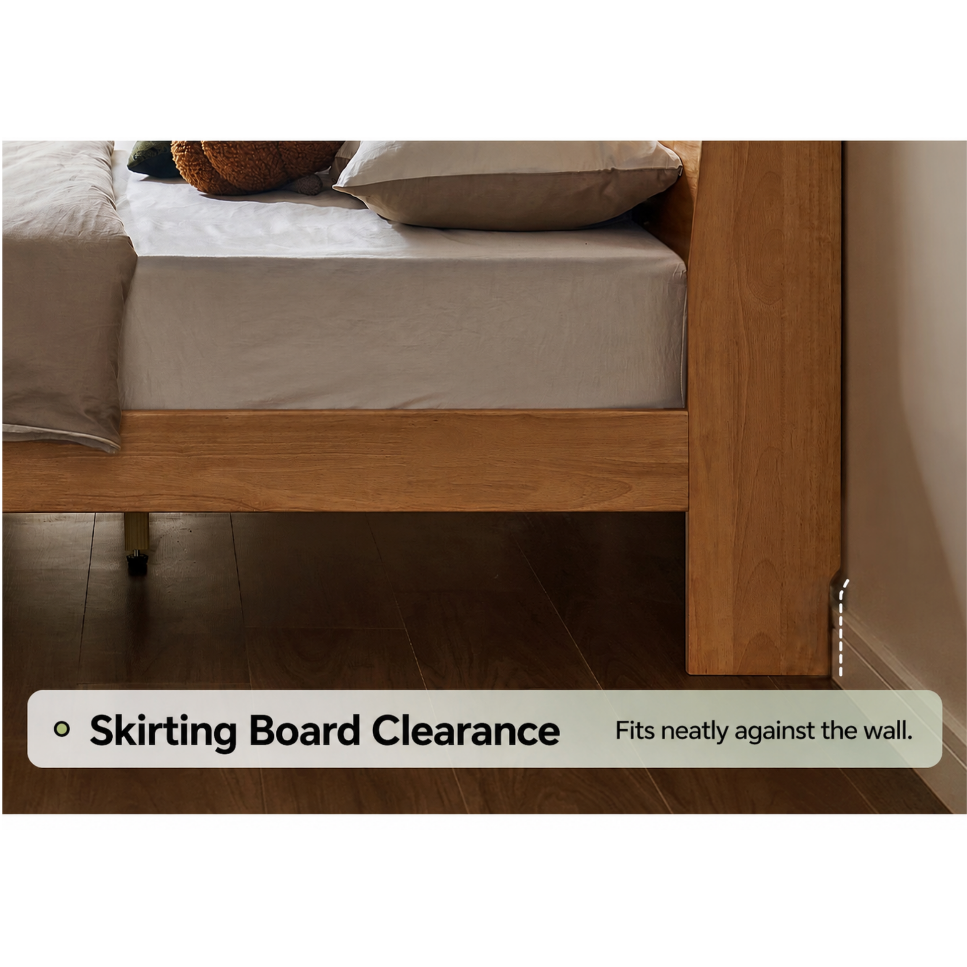 Linspire Aspen Solid Wood Bed Frame with Storage Headboard, Natural Wood