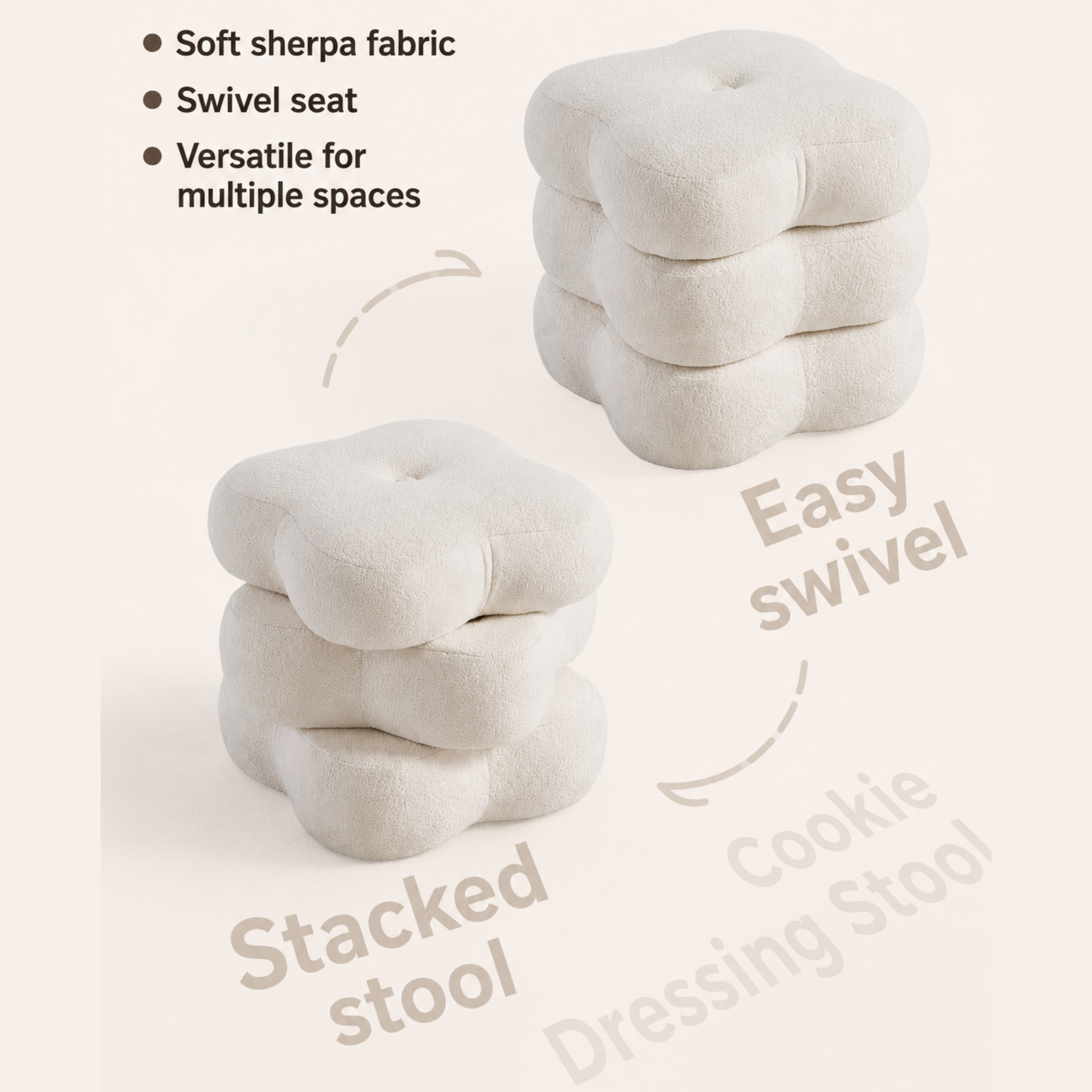 Linspire Bloom Sherpa Swivel Stool