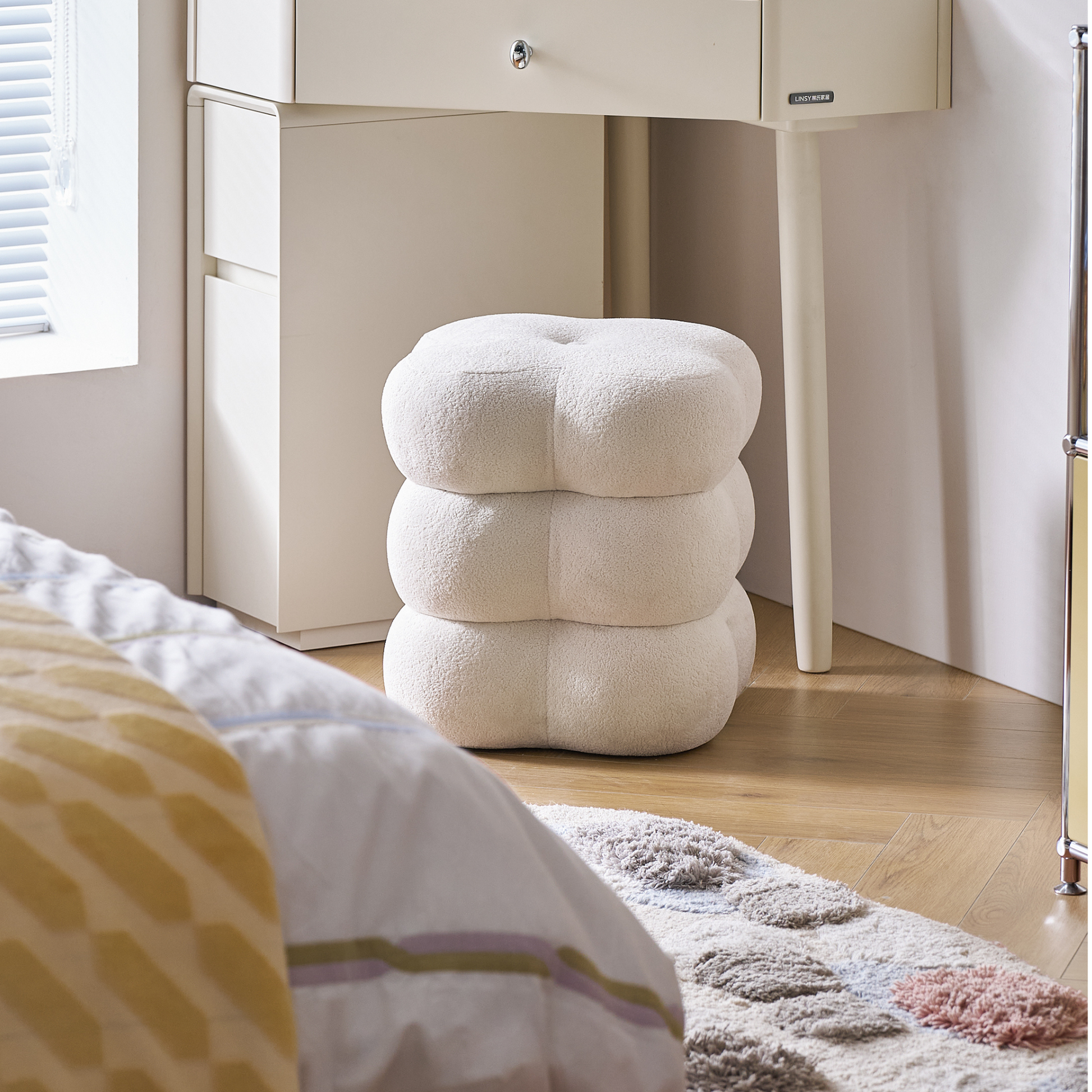 Linspire Bloom Sherpa Swivel Stool