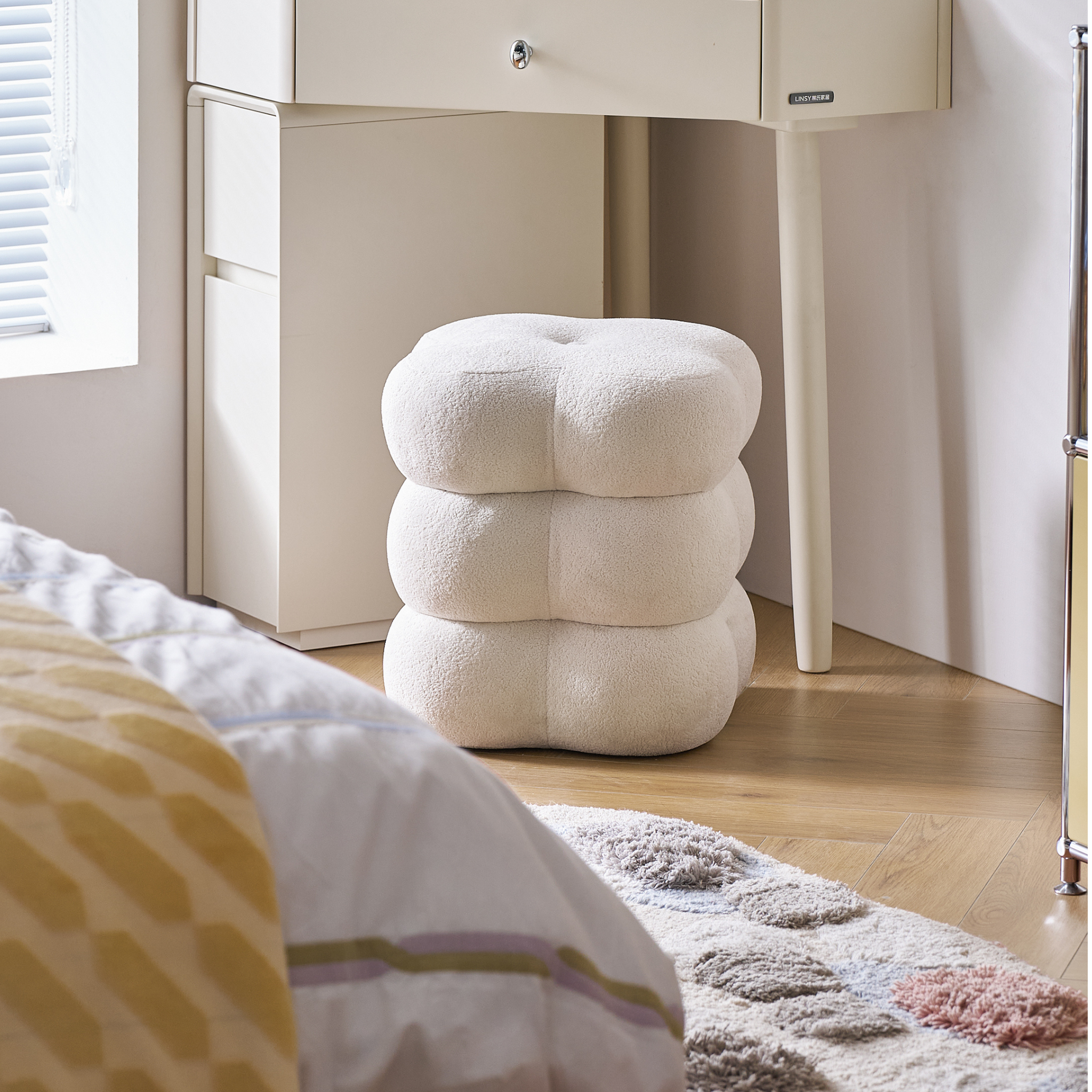 Linspire Bloom Sherpa Swivel Stool