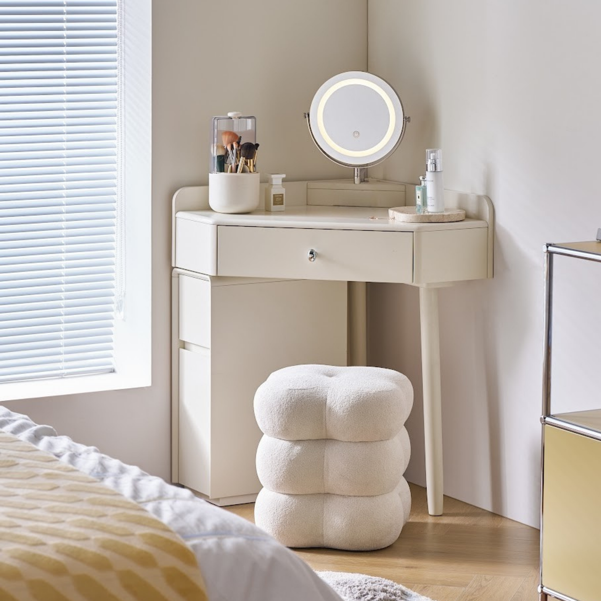 Linspire Mila Corner Dressing Table with LED Mirror