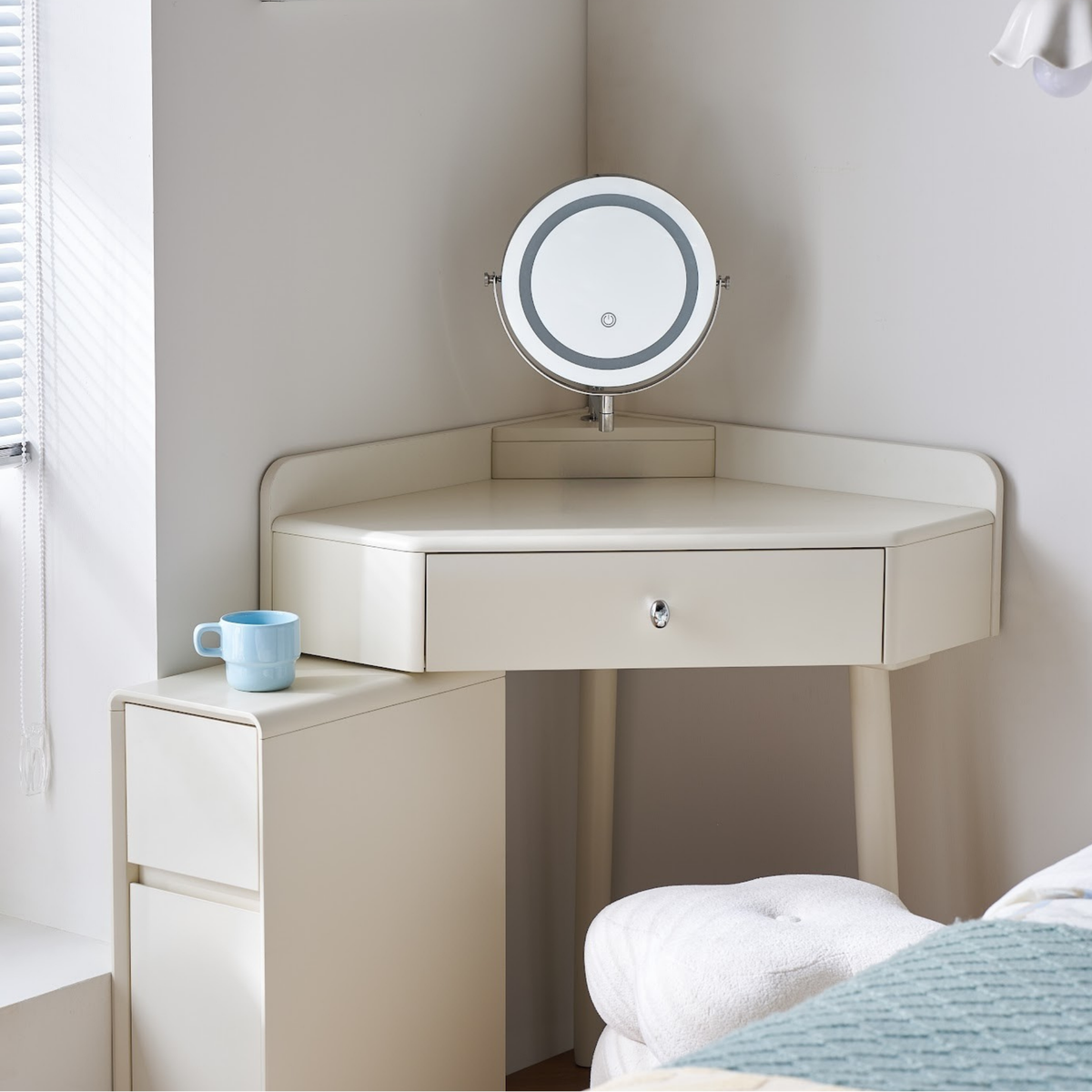 Linspire Mila Corner Dressing Table with LED Mirror