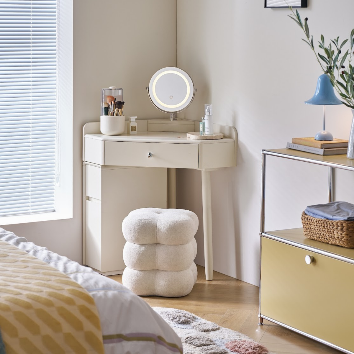 Linspire Mila Corner Dressing Table with LED Mirror
