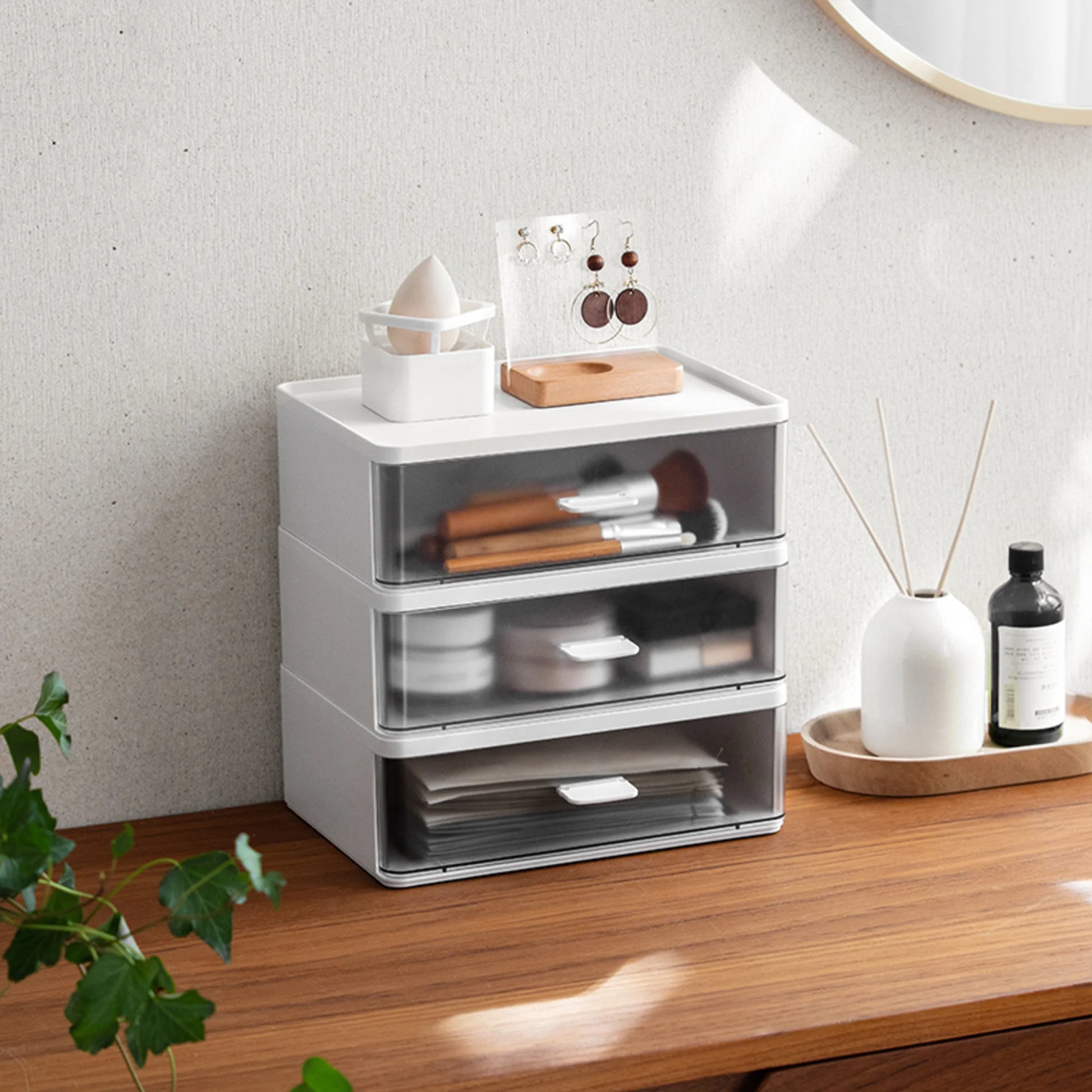 ZenLife Elm Desktop Modular Drawer, White, 23.9x17.6x8.2cm
