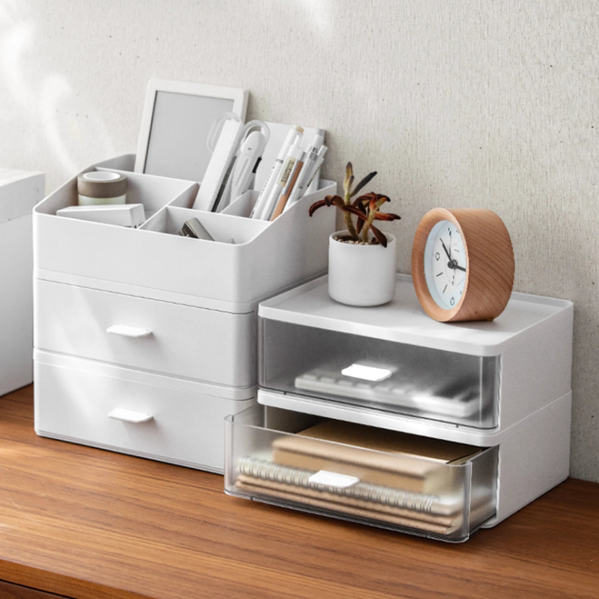 ZenLife Elm Desktop Modular Drawer, White, 23.9x17.6x8.2cm