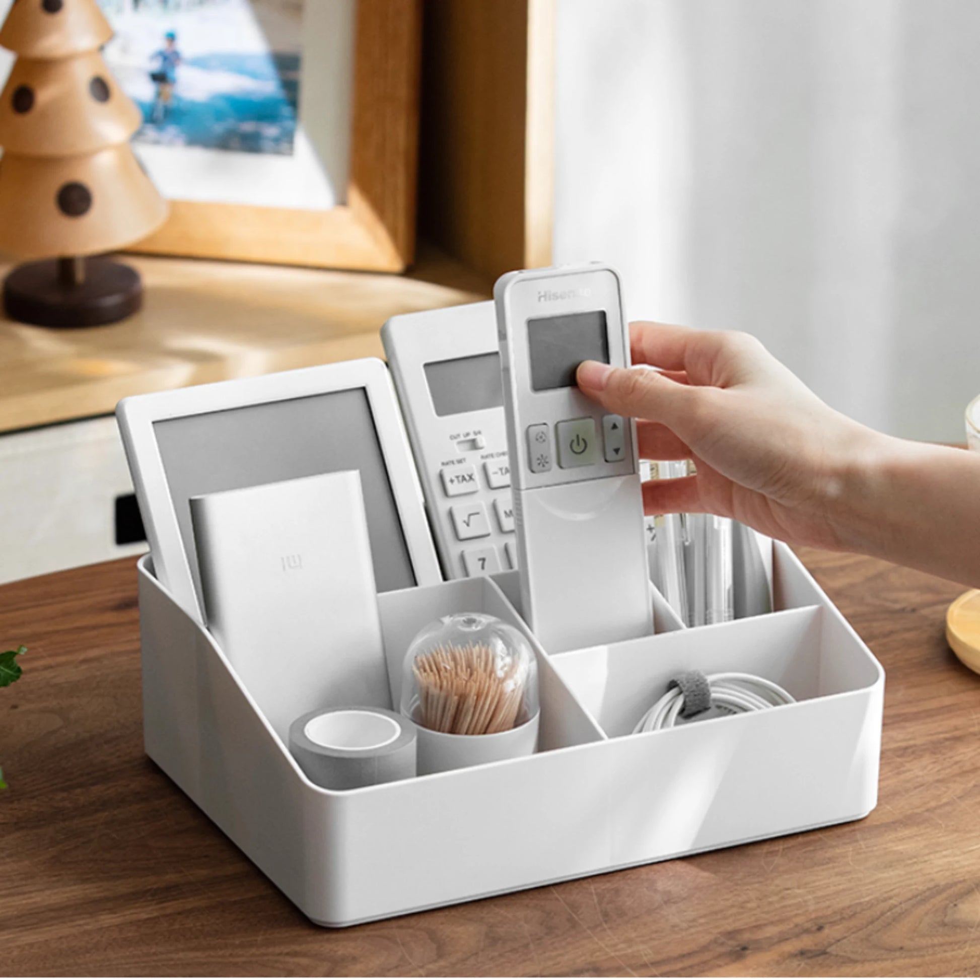 ZenLife Elm Desktop Modular Storage Tray, White, 24.1x17.9x8.2cm