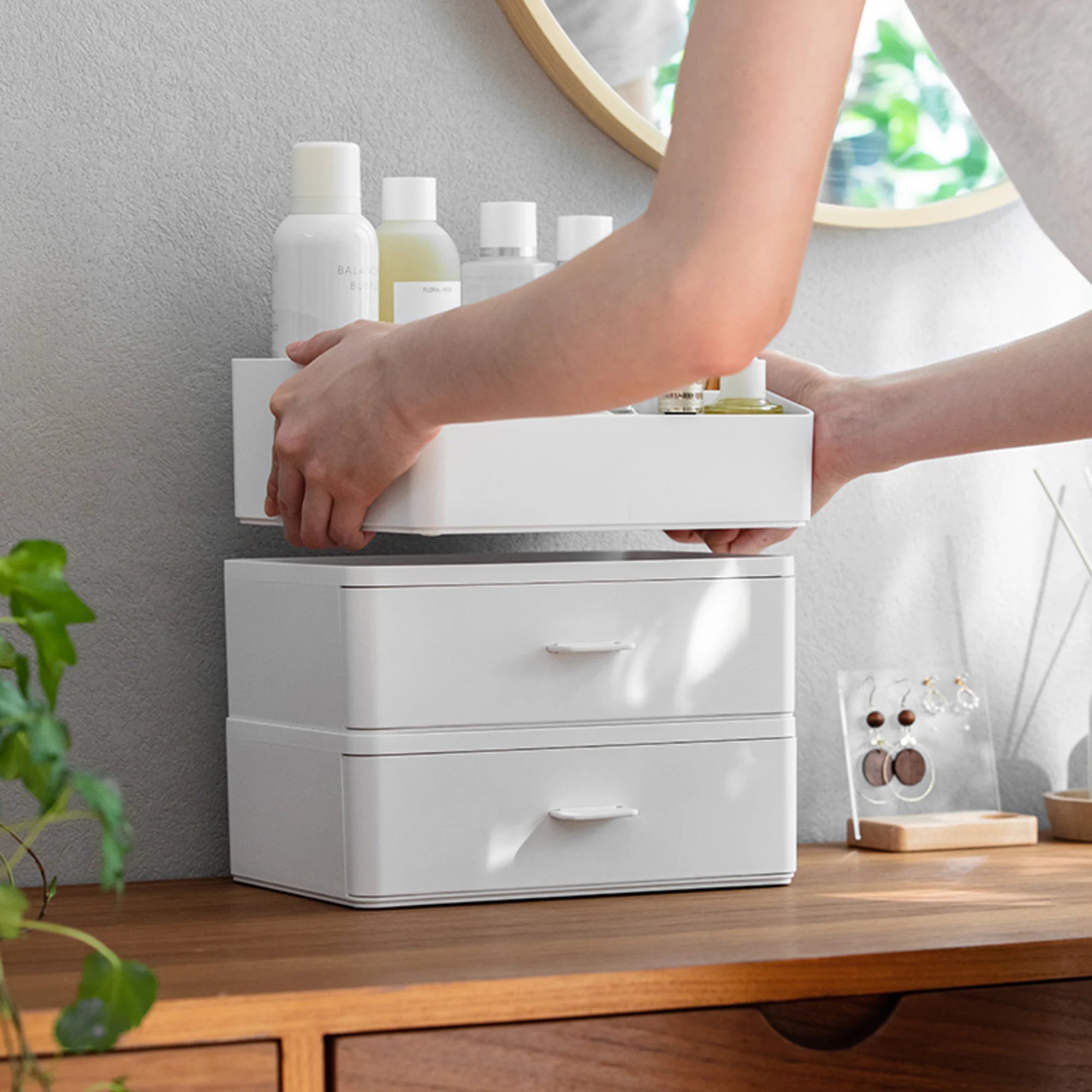 ZenLife Elm Desktop Modular Storage Tray, White, 24.1x17.9x8.2cm