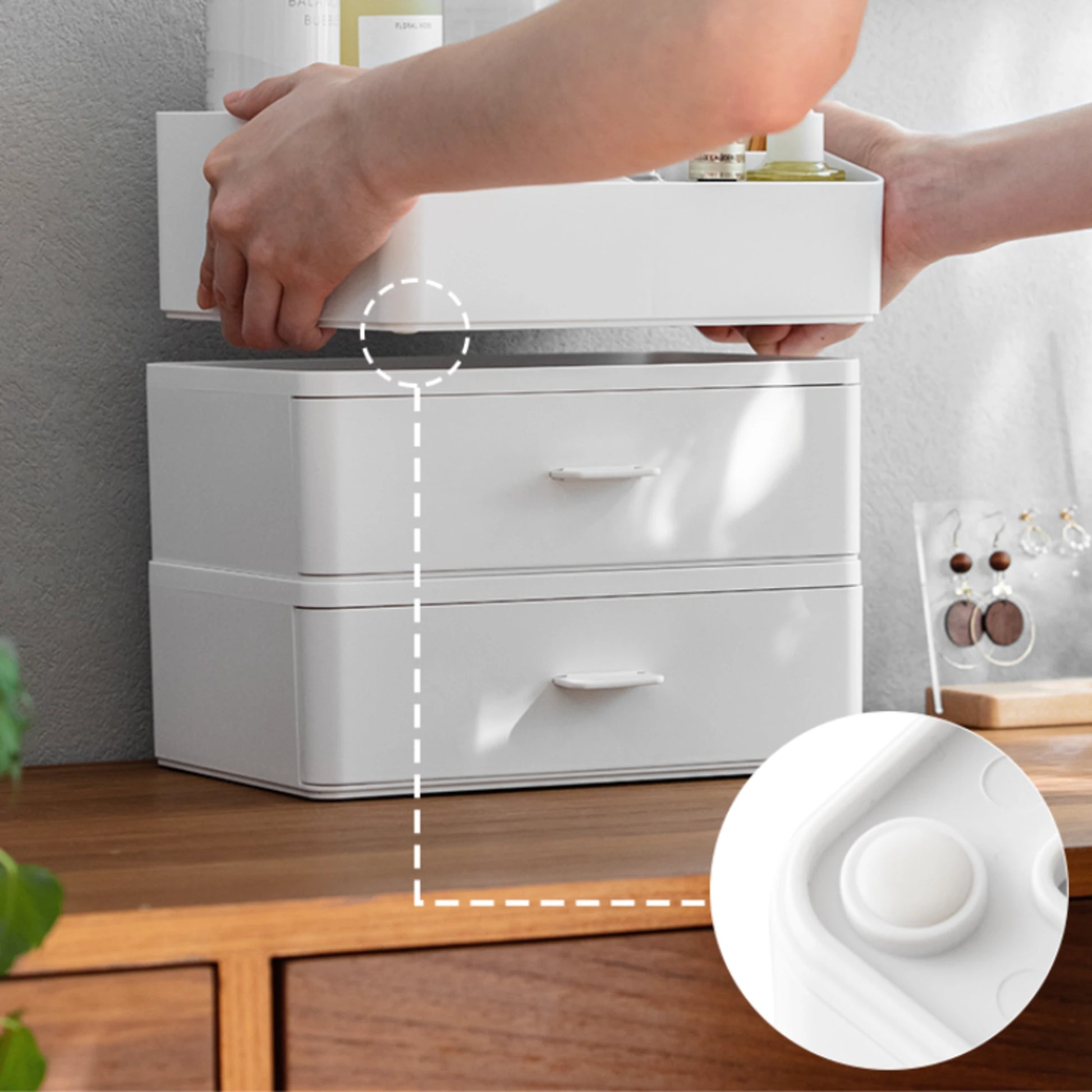 ZenLife Elm Desktop Modular Storage Tray, White, 24.1x17.9x8.2cm