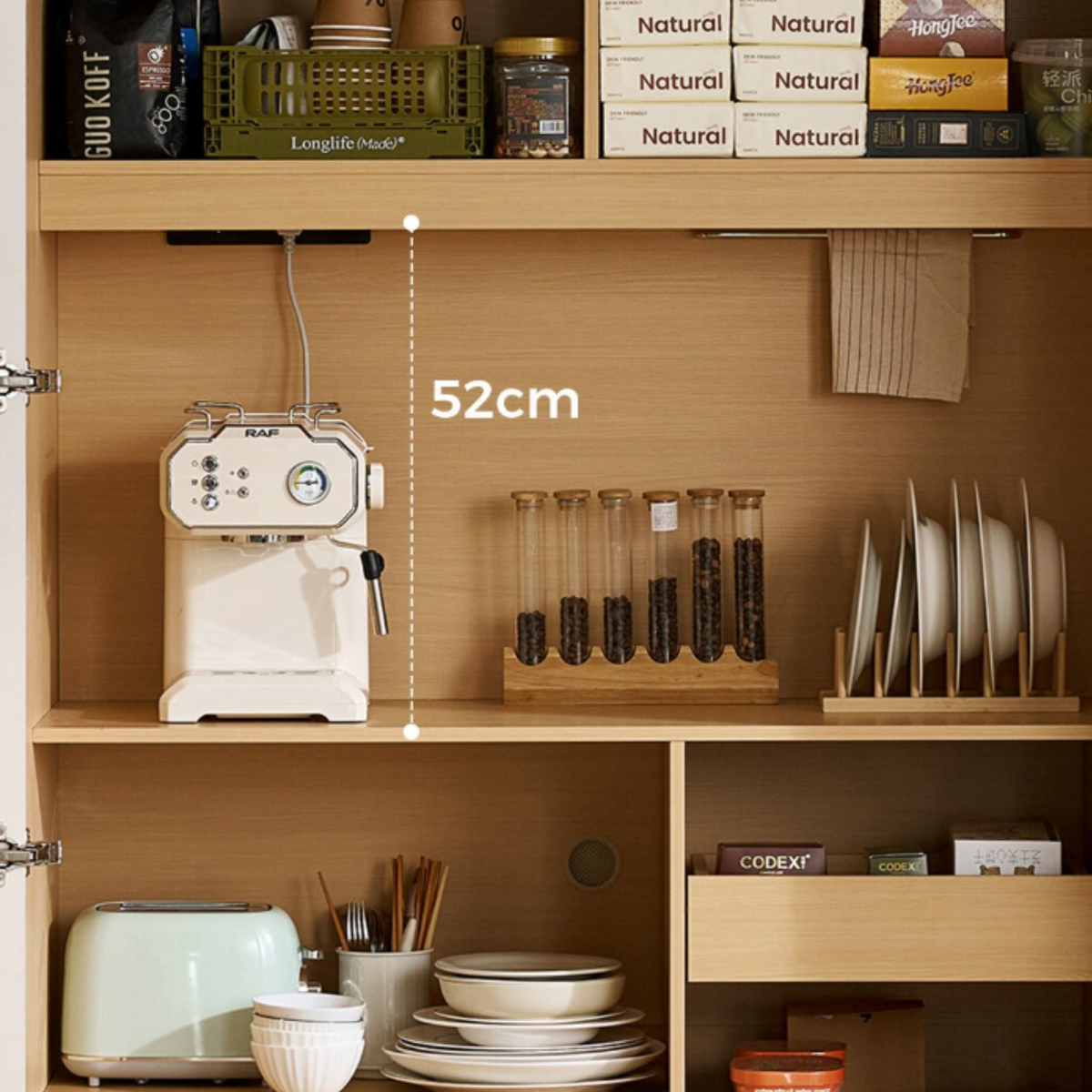 Linspire Noble 2-Door Kitchen Pantry with Drawer, D63cm, Light Grey