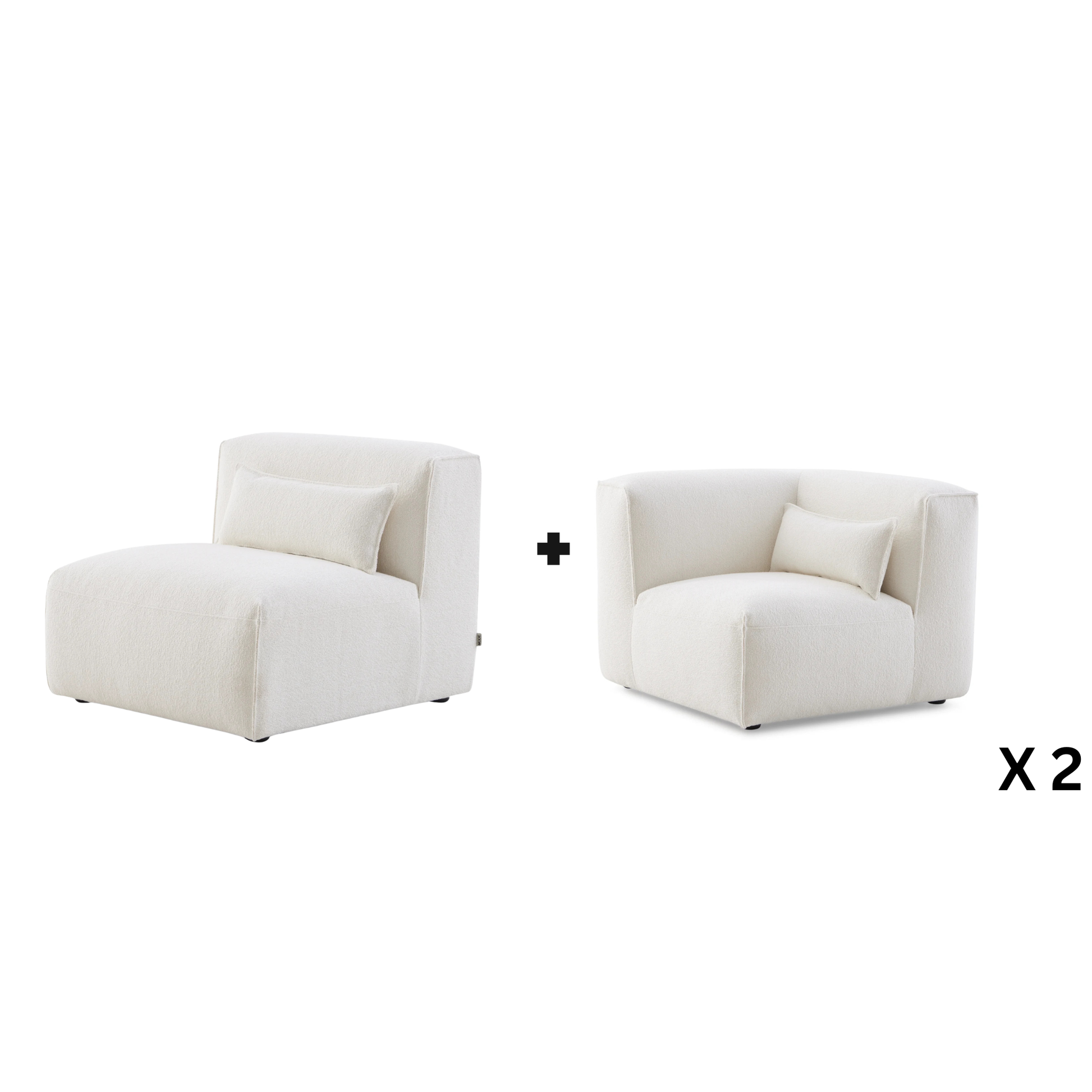 MODE Bravo 3.5-Seater Modular Sofa, Boucle, Creamy White