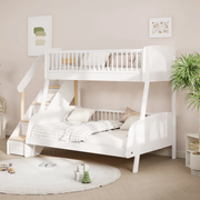 Boori Matilda Kids Maxi Bunk Bed + Storage Staircase, Barley White, NZ Single
