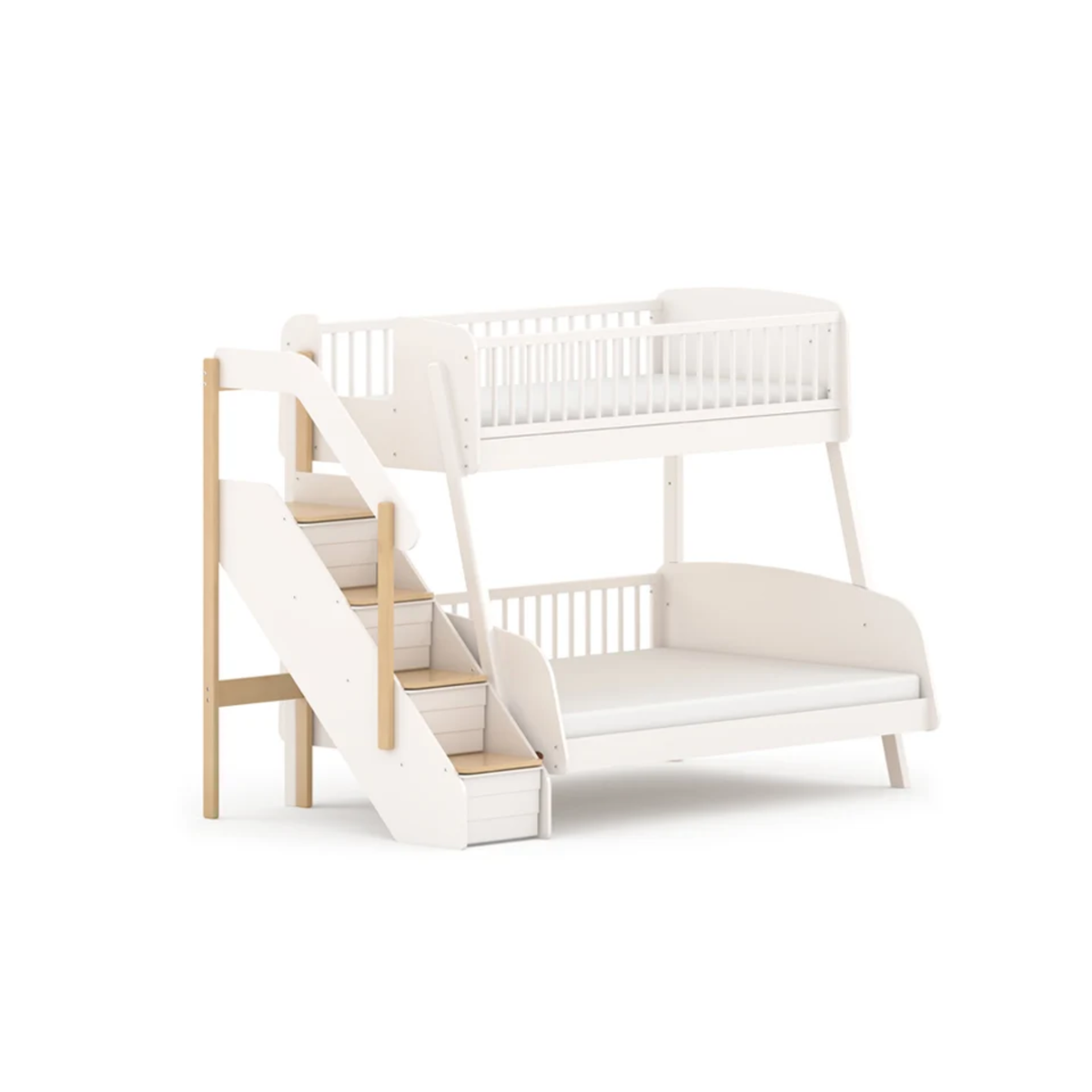 Boori Matilda Kids Maxi Bunk Bed + Storage Staircase, Barley White, NZ Single